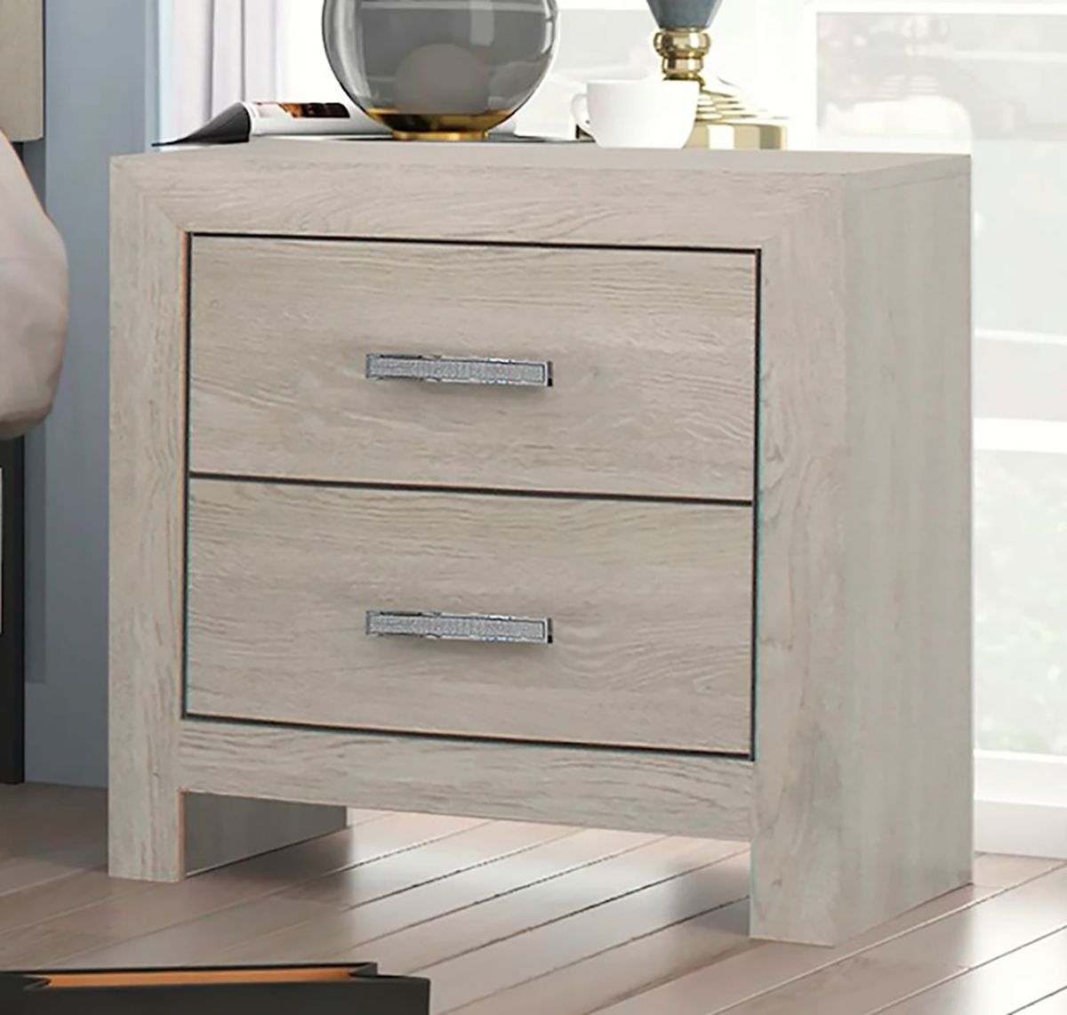 Crown Mark Furniture Jaylen 2 Drawer Nightstand in Gray - Ideal Furniture (Fresno,CA)