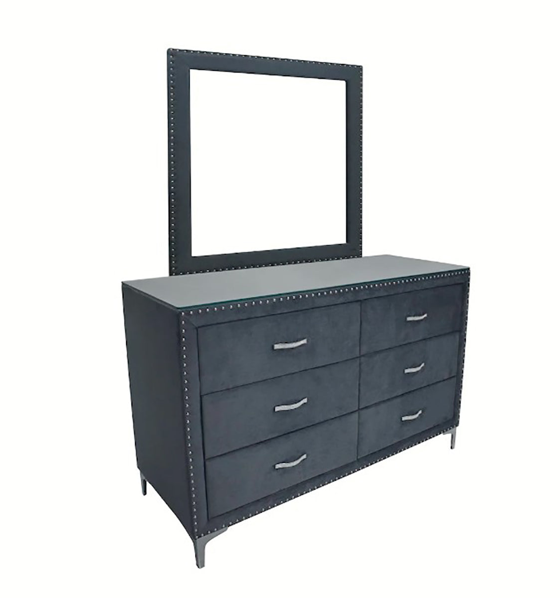 Crown Mark Furniture Lucinda 6 Drawer Dresser in Gray - Ideal Furniture (Fresno,CA)