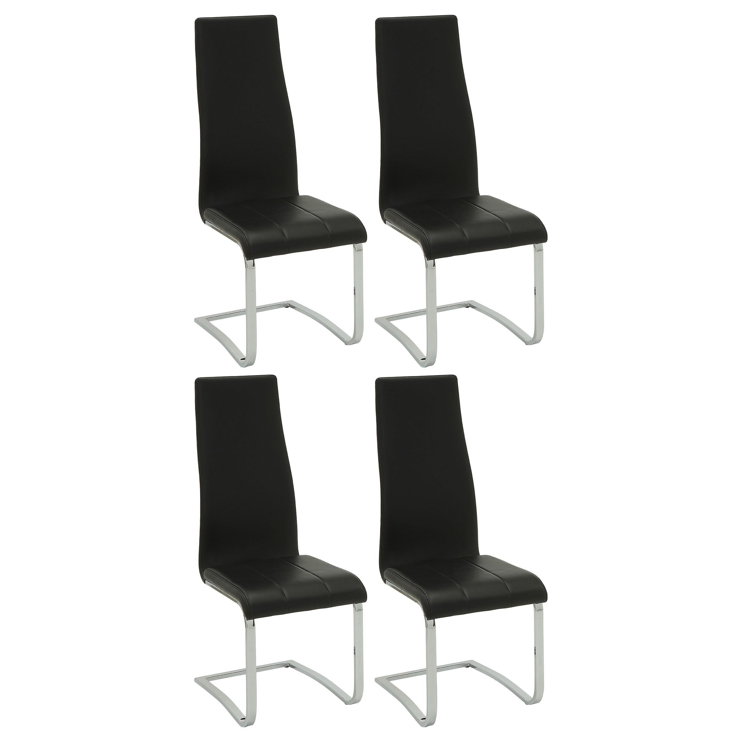 Montclair High Back Dining Chairs Black and Chrome (Set of 4) - Ideal Furniture (Fresno,CA)