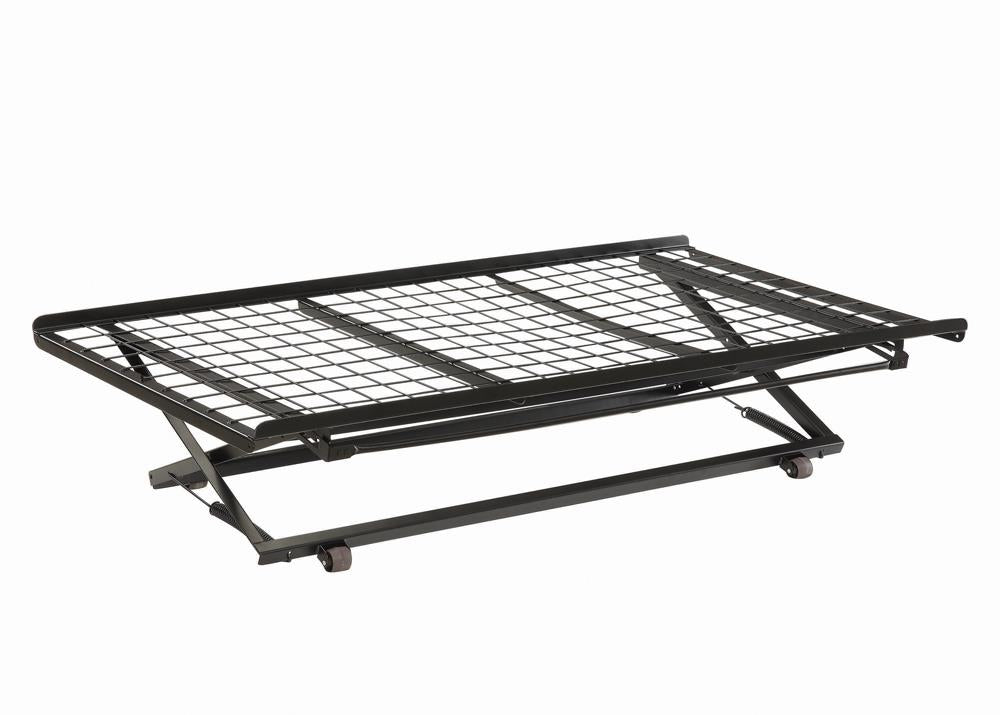 Ethan Twin Pop Up Trundle Bed with Rollers Black - Ideal Furniture (Fresno,CA)