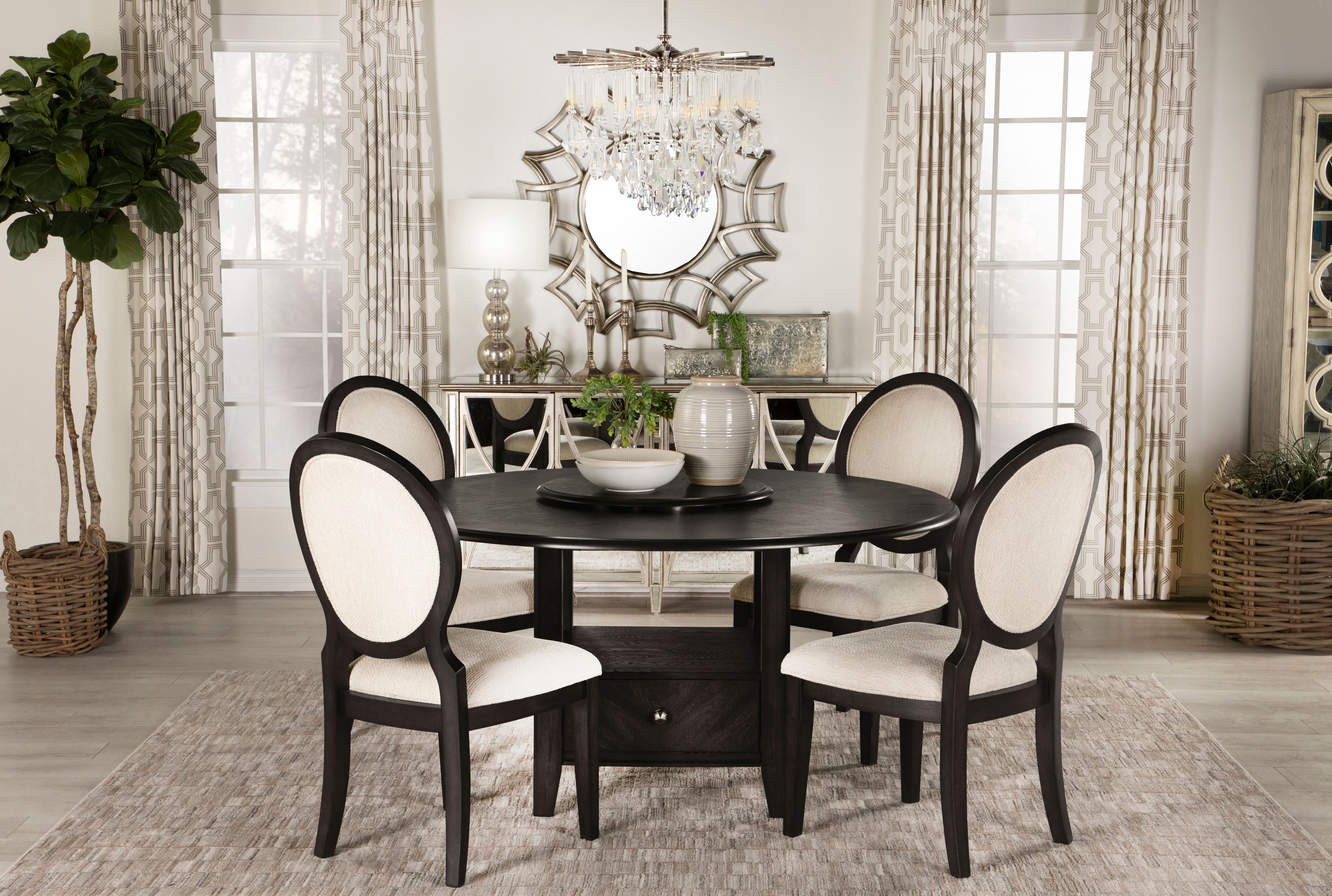Twyla 5-piece Round Dining Set Dark Cocoa and Cream - Ideal Furniture (Fresno,CA)