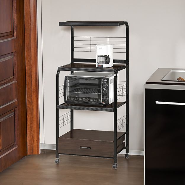 Kitchen Shelf on Casters Black - Ideal Furniture (Fresno,CA)