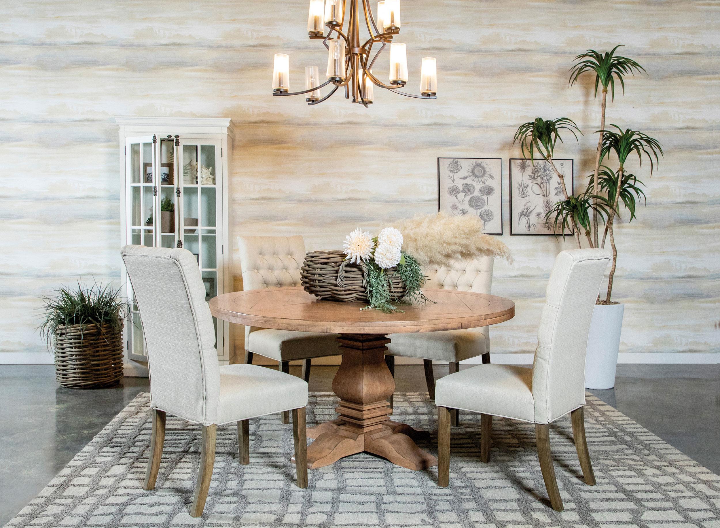 Florence 5-piece Round Dining Table Set Rustic Honey - Ideal Furniture (Fresno,CA)