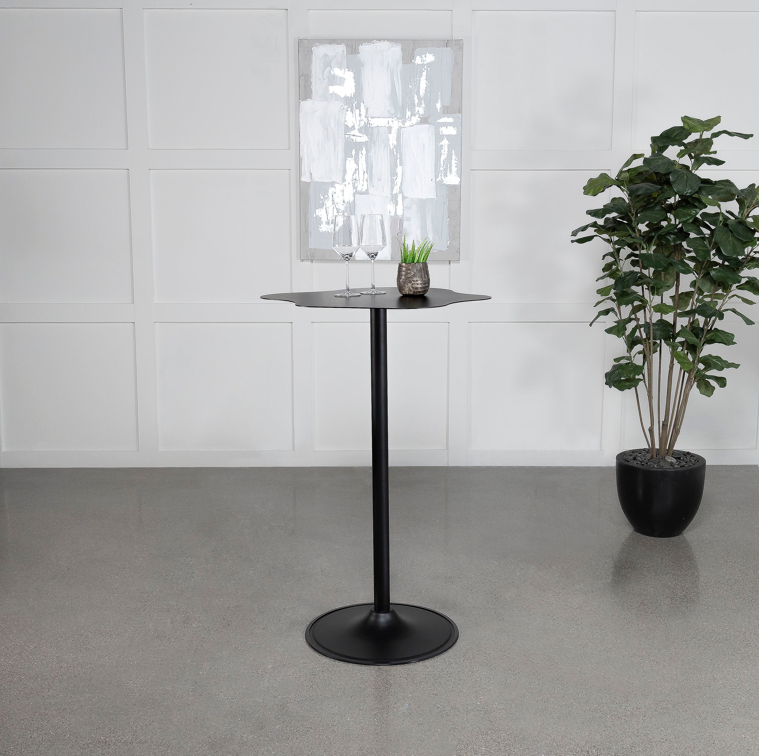 Keanu Pedestal Cloud-Shaped Top Bar Table Black - Ideal Furniture (Fresno,CA)