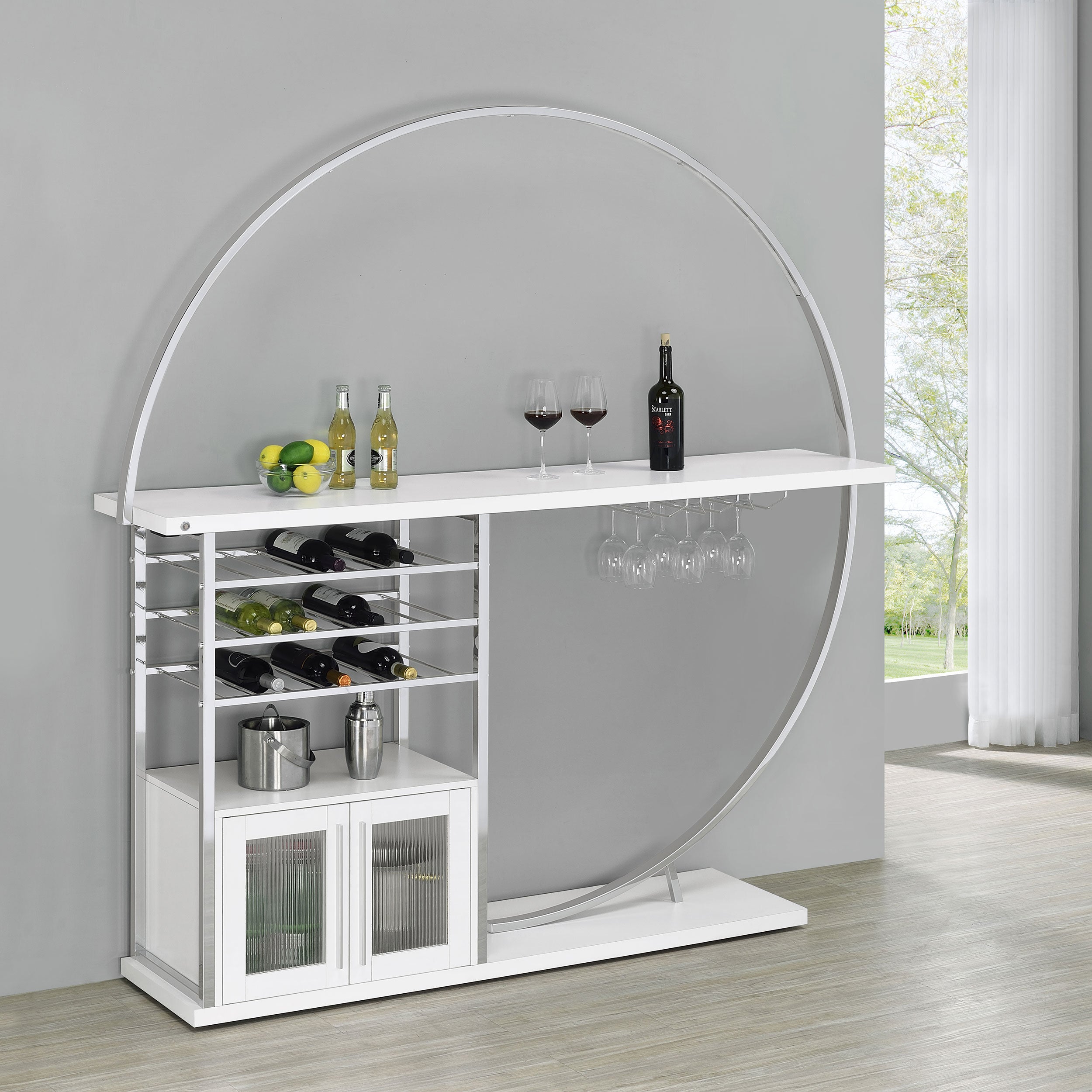 Risley Wine Cabinet with LED Lighting - Ideal Furniture (Fresno,CA)
