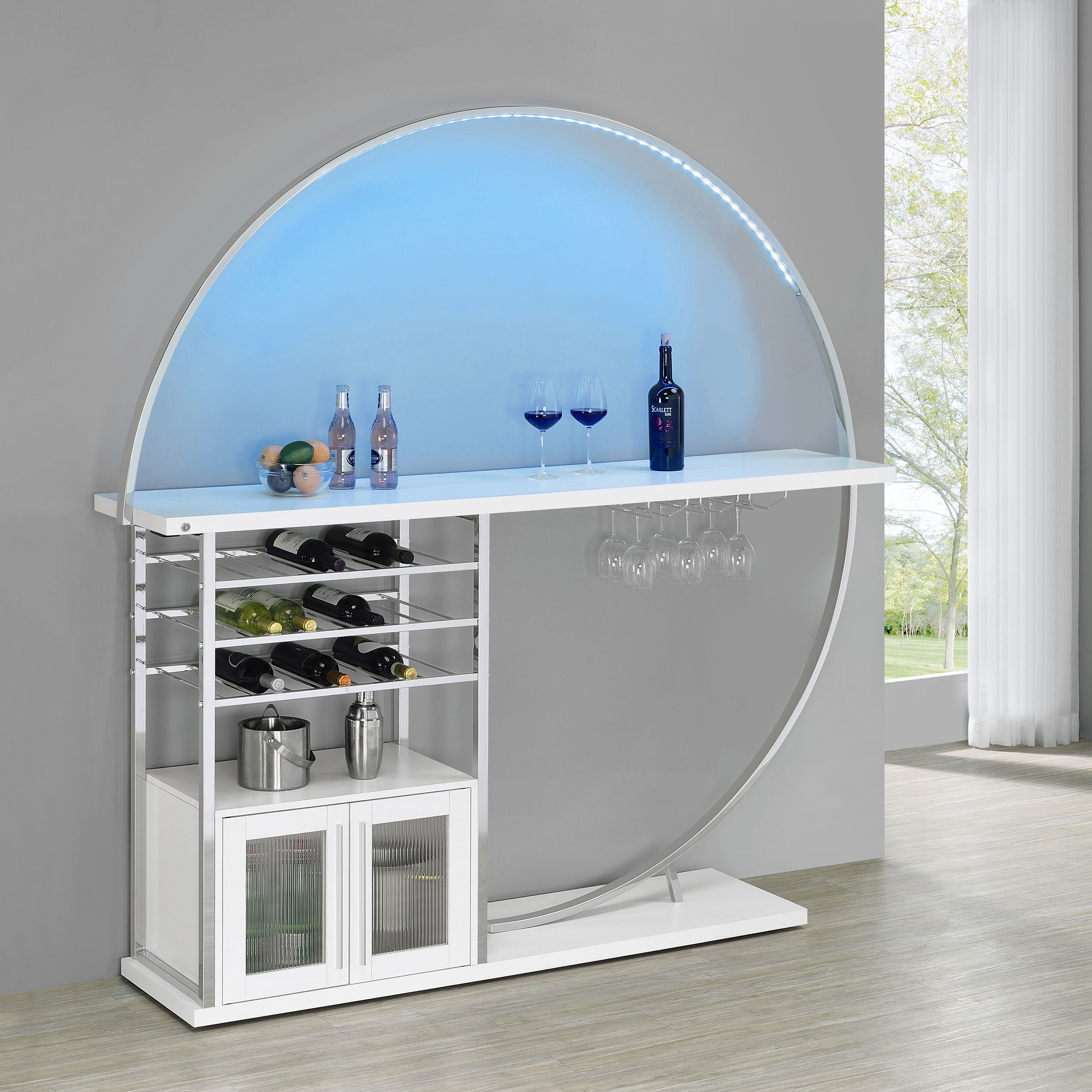 Risley Wine Cabinet with LED Lighting - Ideal Furniture (Fresno,CA)
