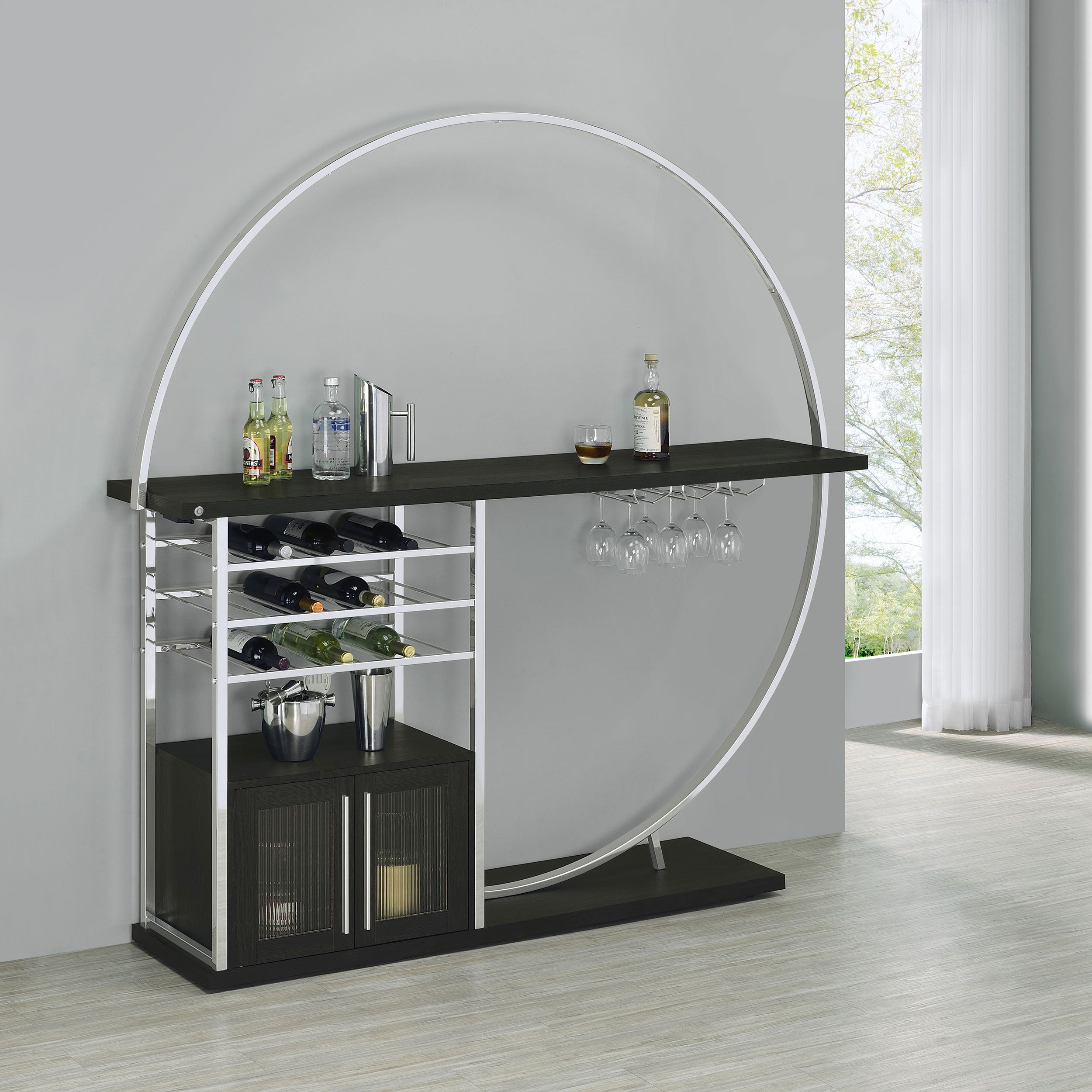 Risley Wine Cabinet with LED Lighting - Ideal Furniture (Fresno,CA)