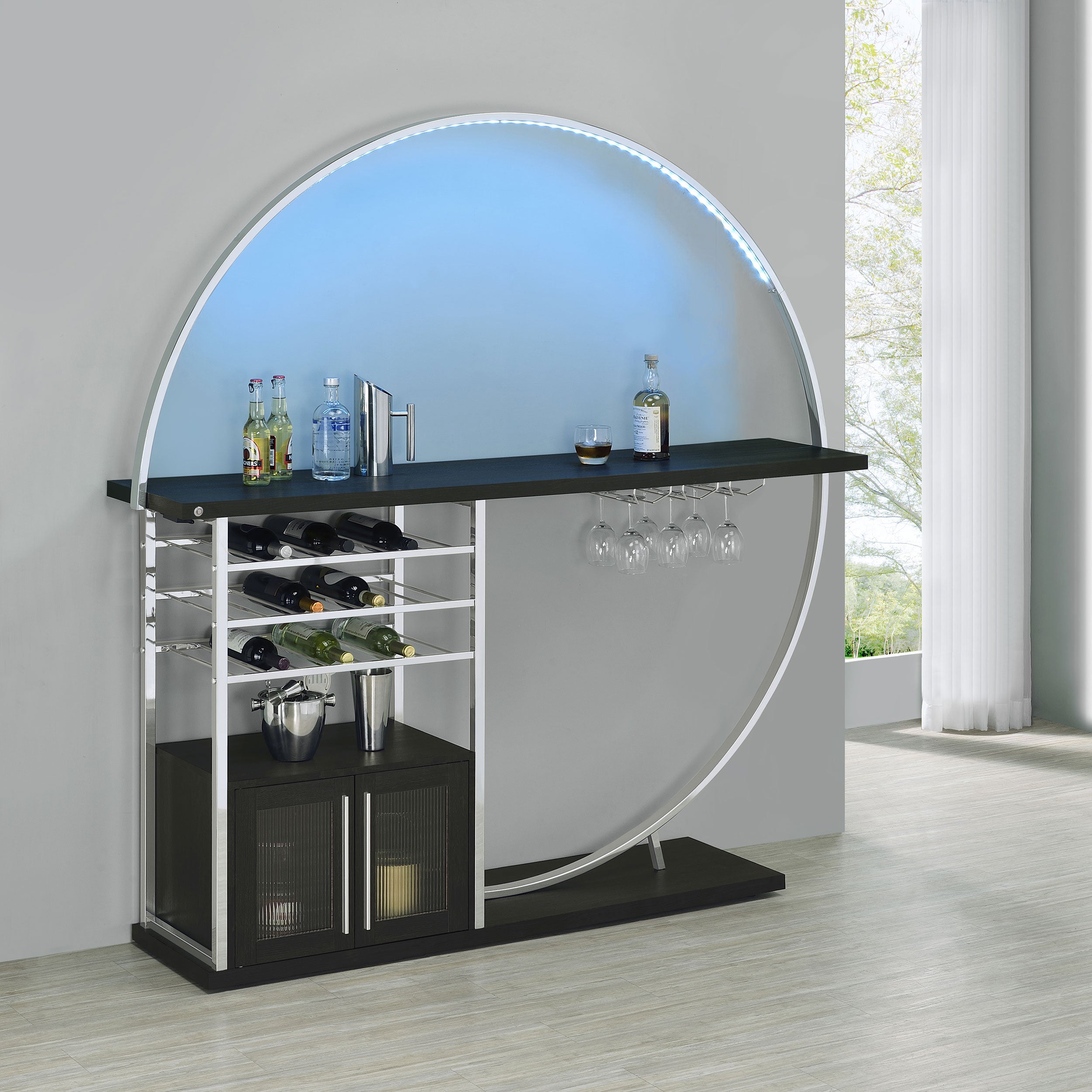 Risley Wine Cabinet with LED Lighting - Ideal Furniture (Fresno,CA)