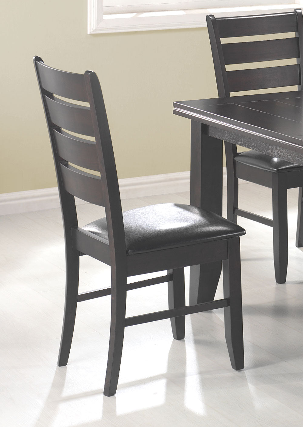 Dalila Ladder Back Side Chairs Cappuccino and Black (Set of 2) - Ideal Furniture (Fresno,CA)