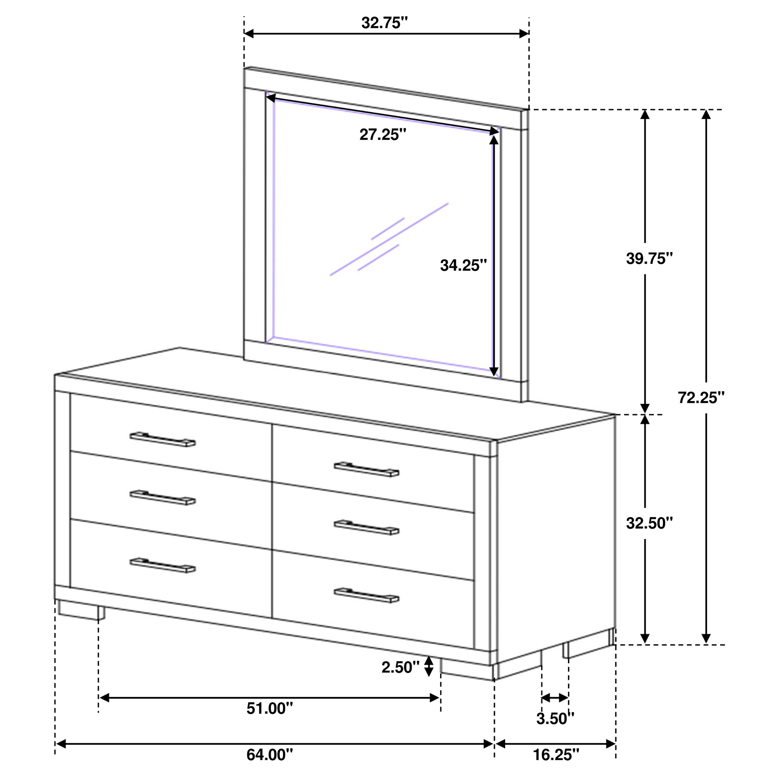 Jessica Dresser with Mirror - Ideal Furniture (Fresno,CA)