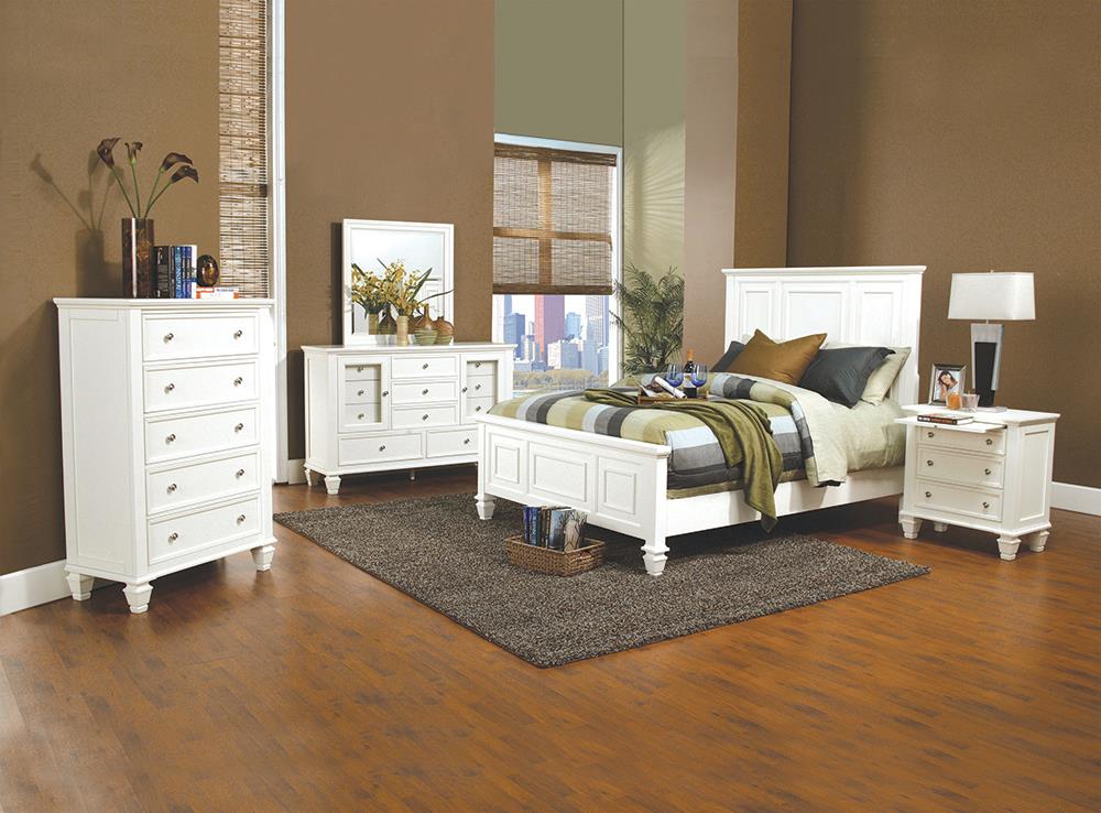 Sandy Beach Bedroom Set with High Headboard - Ideal Furniture (Fresno,CA)