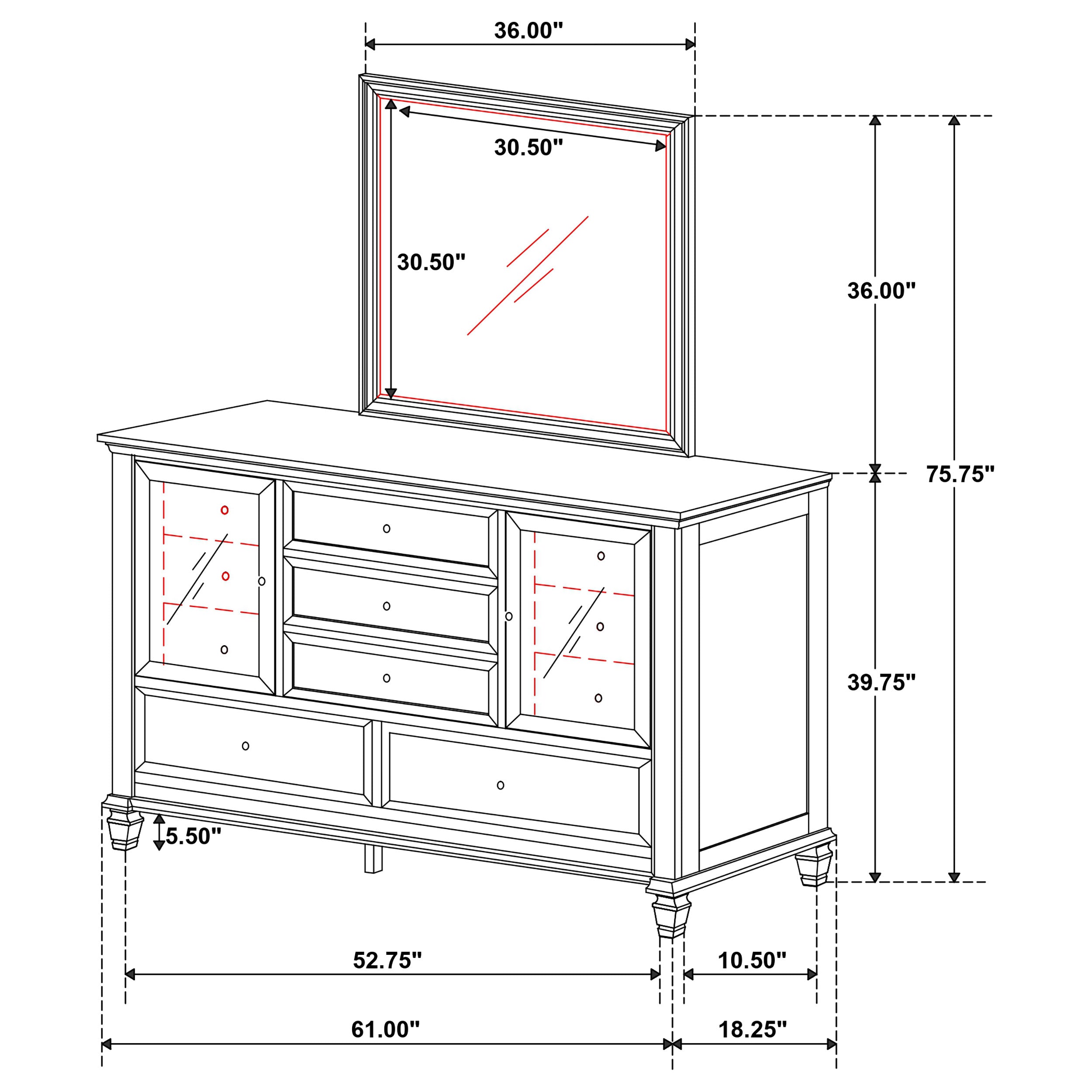 Sandy Beach Dresser with Mirror - Ideal Furniture (Fresno,CA)