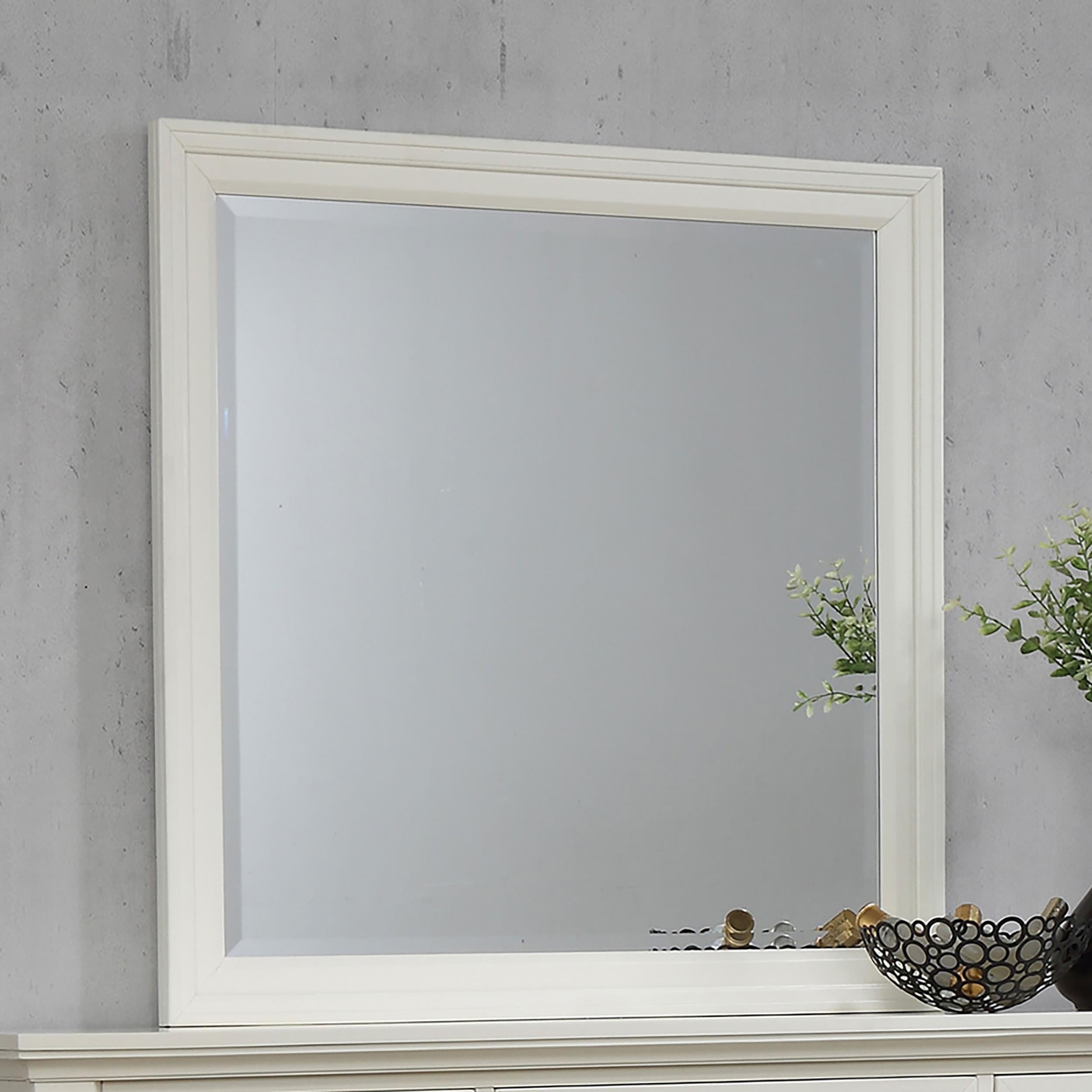 Sandy Beach Rectangular Dresser Mirror Cream White - Ideal Furniture (Fresno,CA)
