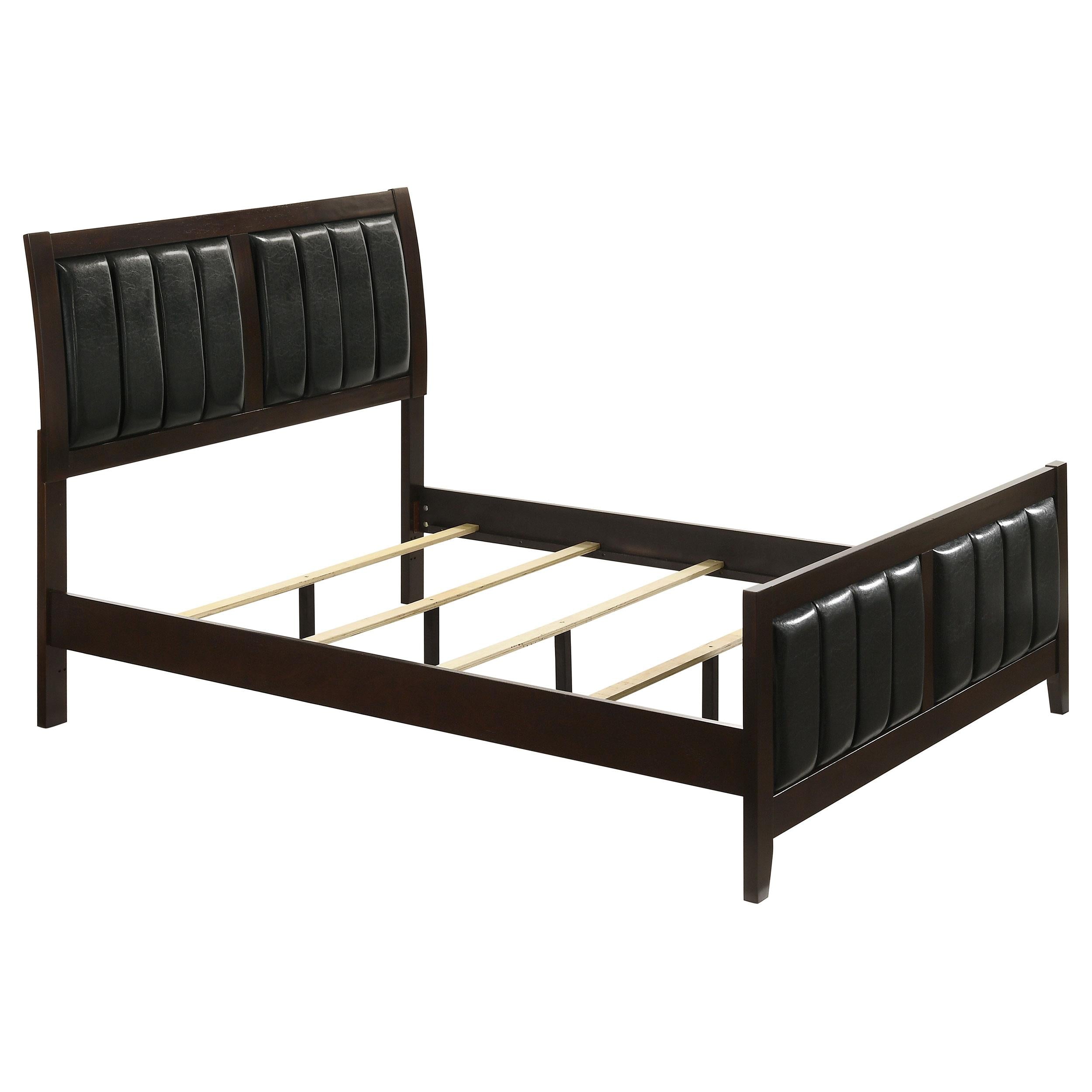 Carlton Full & Twin Upholstered Panel Bed Cappuccino and Black - Ideal Furniture (Fresno,CA)