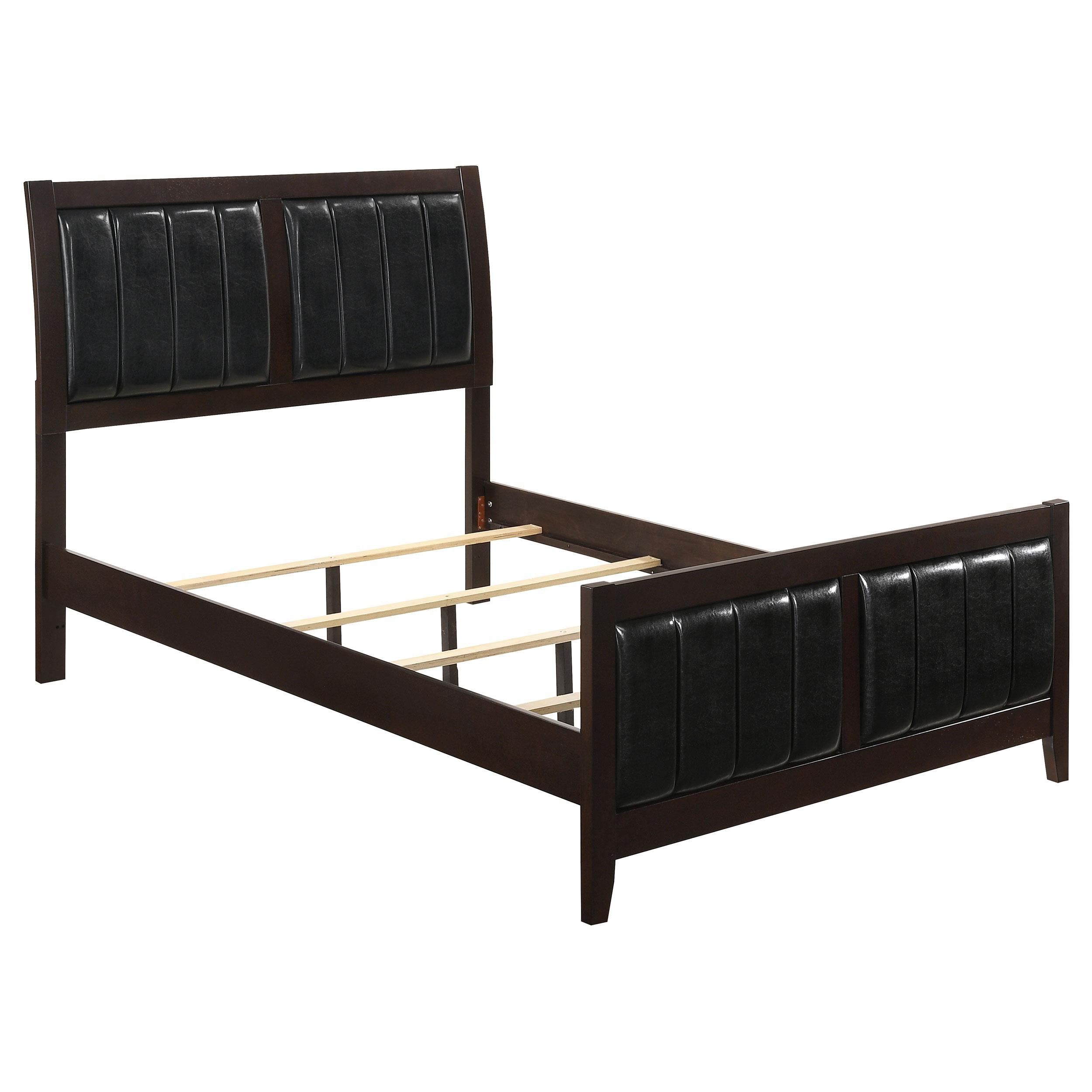 Carlton California King, E.King, & Queen Upholstered Bed Cappuccino and Black - Ideal Furniture (Fresno,CA)