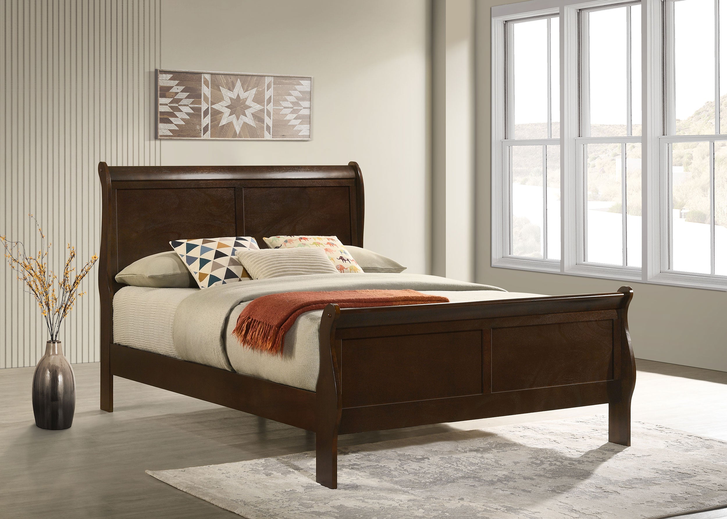 Louis Philippe Sleigh Panel Bed - Ideal Furniture (Fresno,CA)