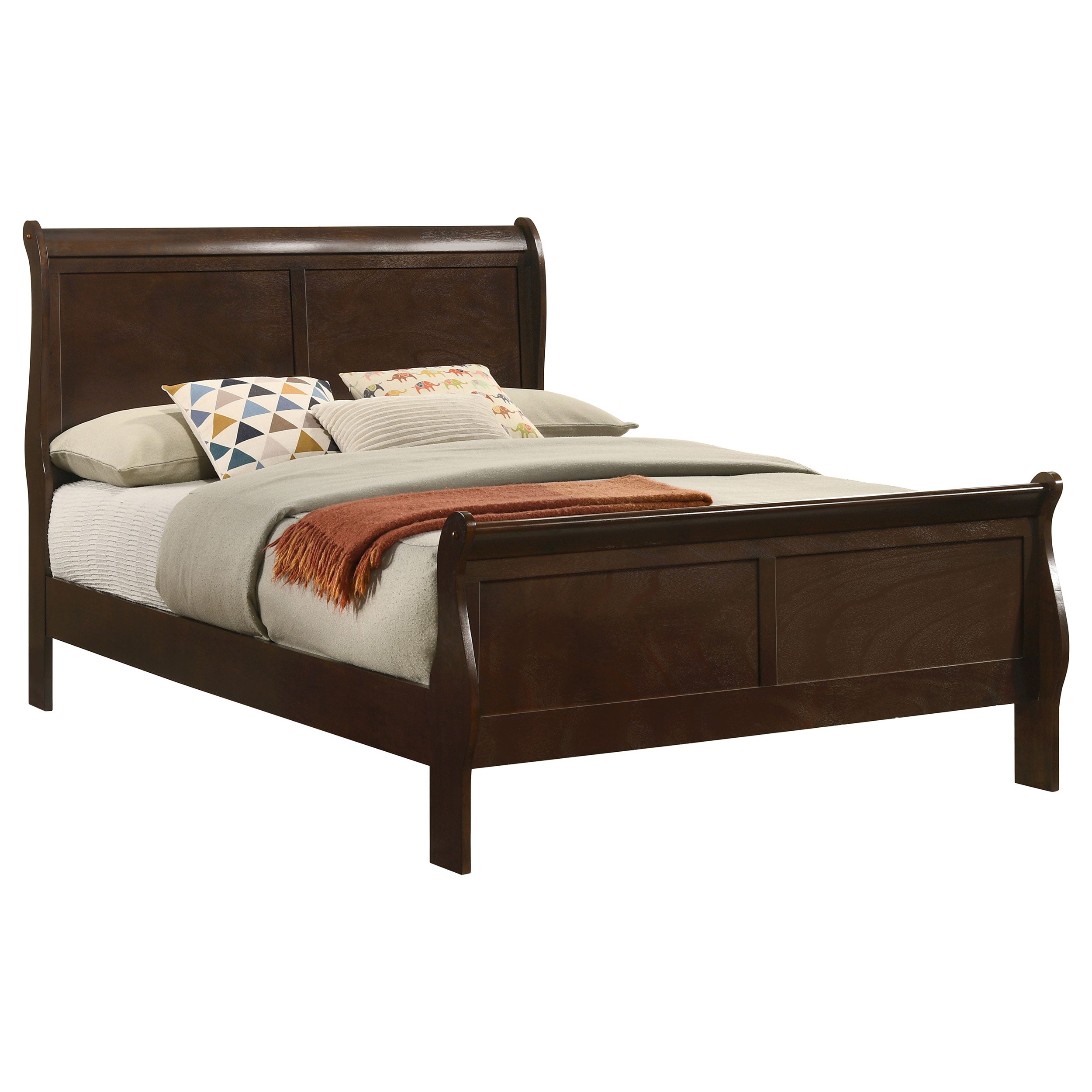 Louis Philippe Sleigh Panel Bed - Ideal Furniture (Fresno,CA)