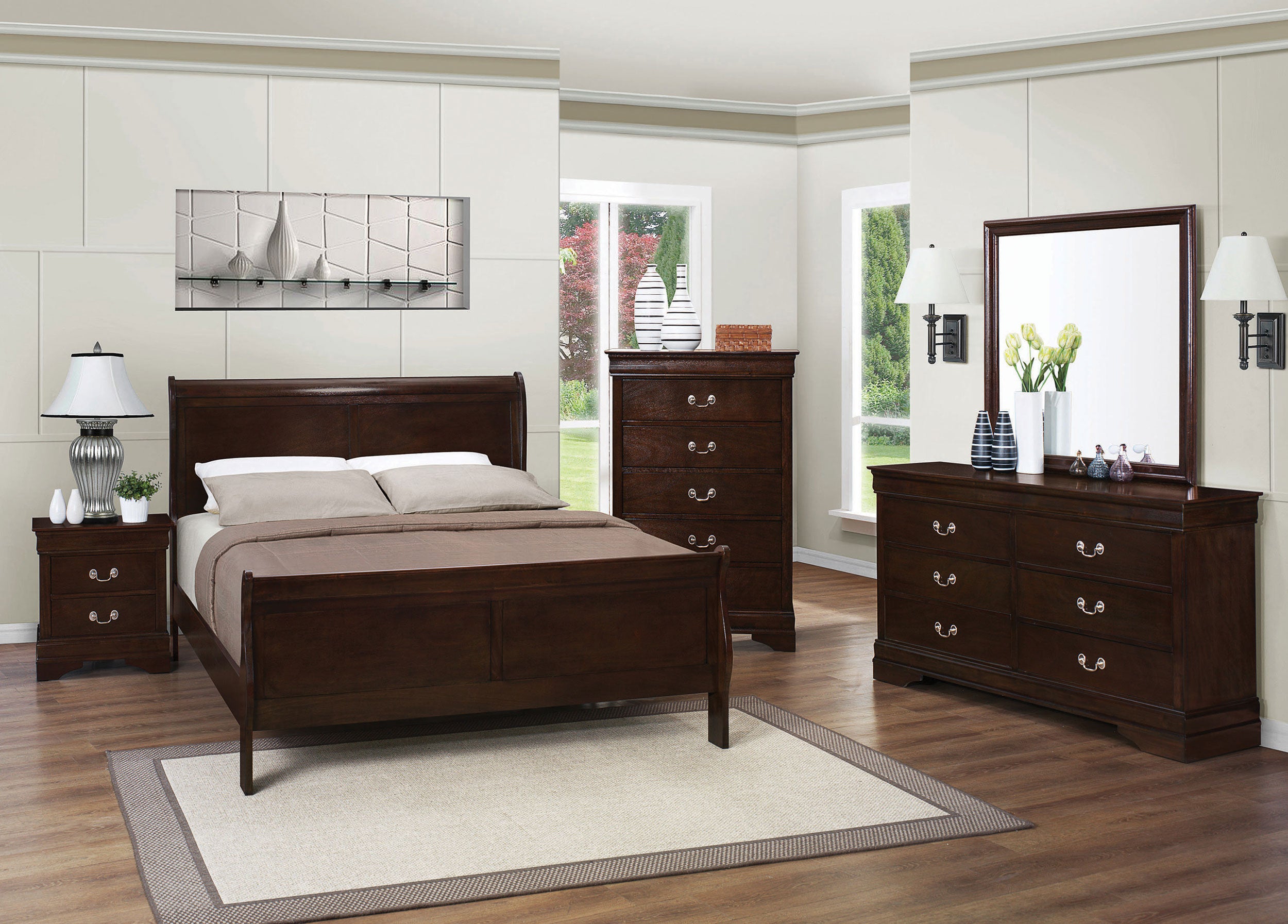 Louis Philippe Bedroom Set - Ideal Furniture (Fresno,CA)