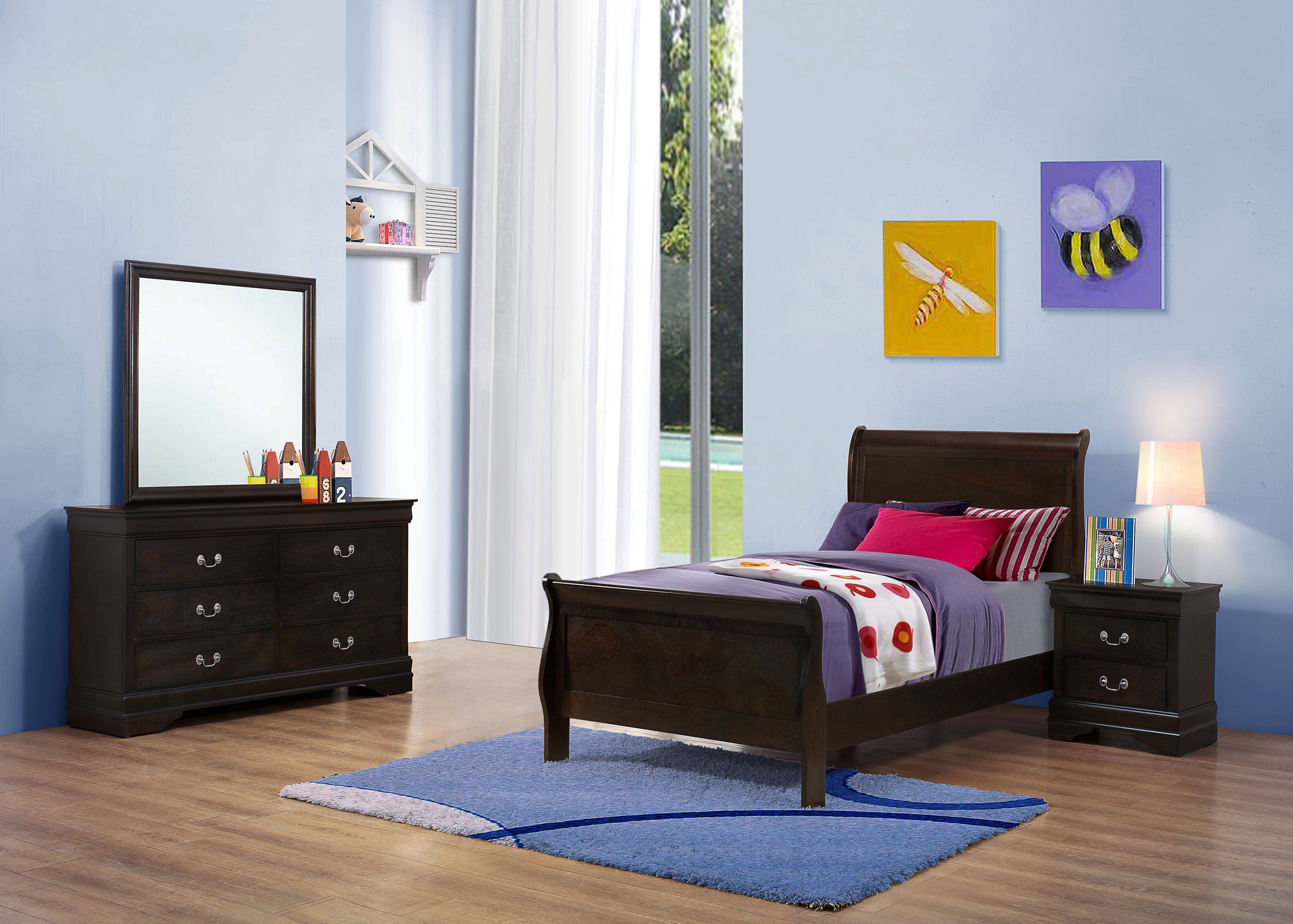Louis Philippe Bedroom Set - Ideal Furniture (Fresno,CA)