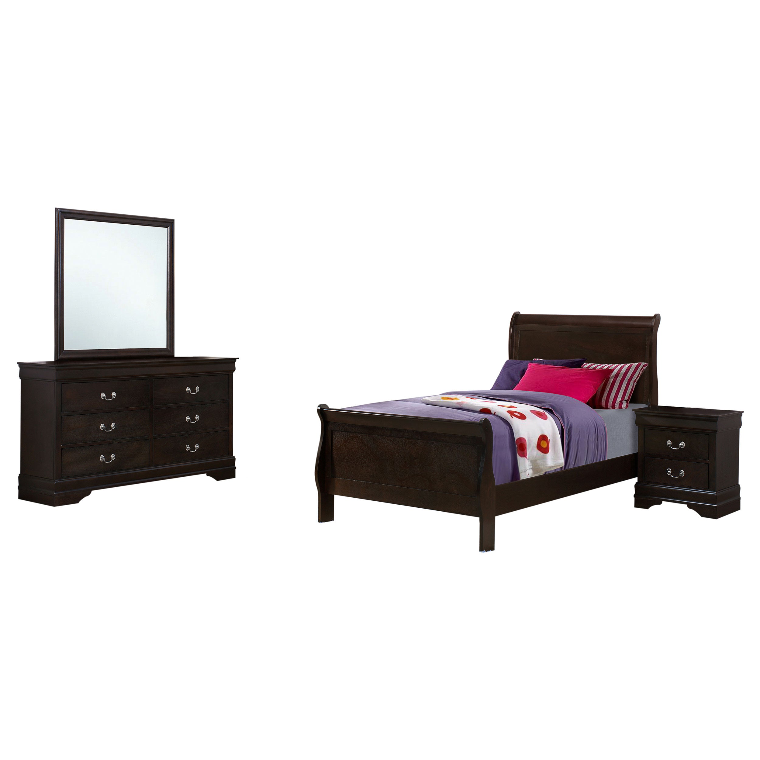 Louis Philippe Bedroom Set - Ideal Furniture (Fresno,CA)