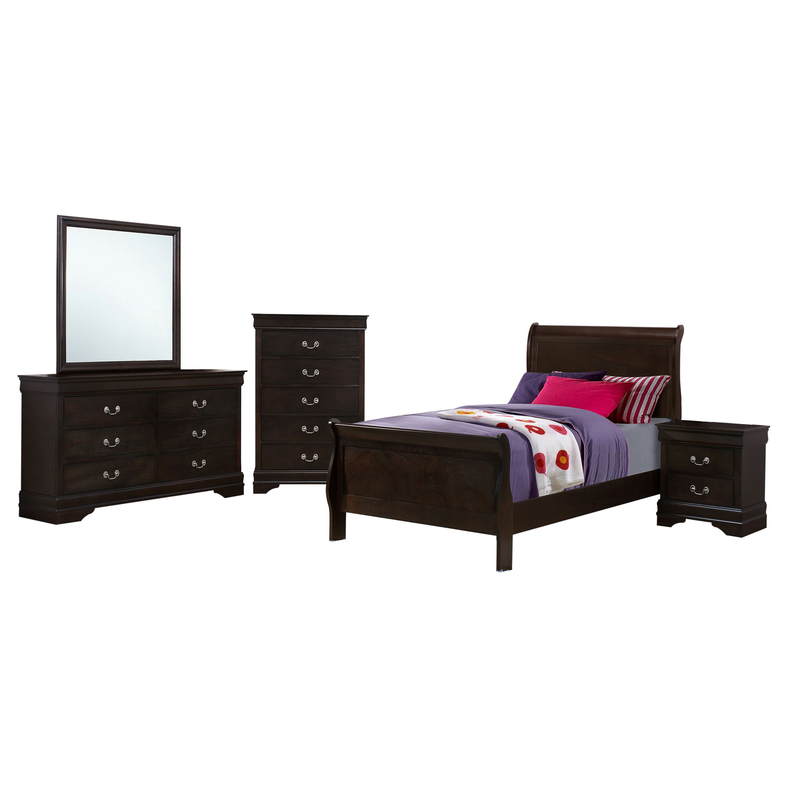 Louis Philippe Bedroom Set - Ideal Furniture (Fresno,CA)