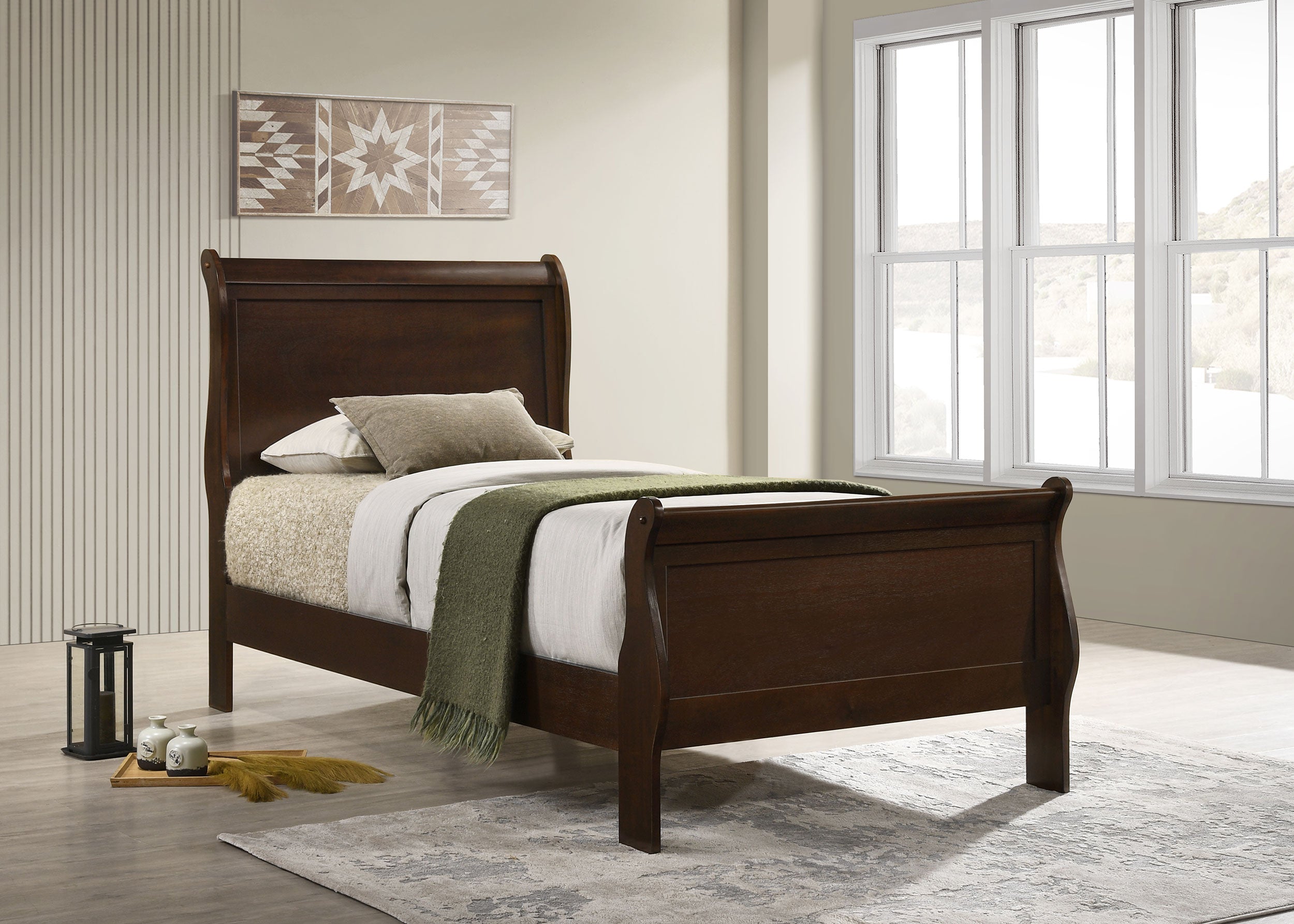 Louis Philippe Sleigh Panel Bed - Ideal Furniture (Fresno,CA)