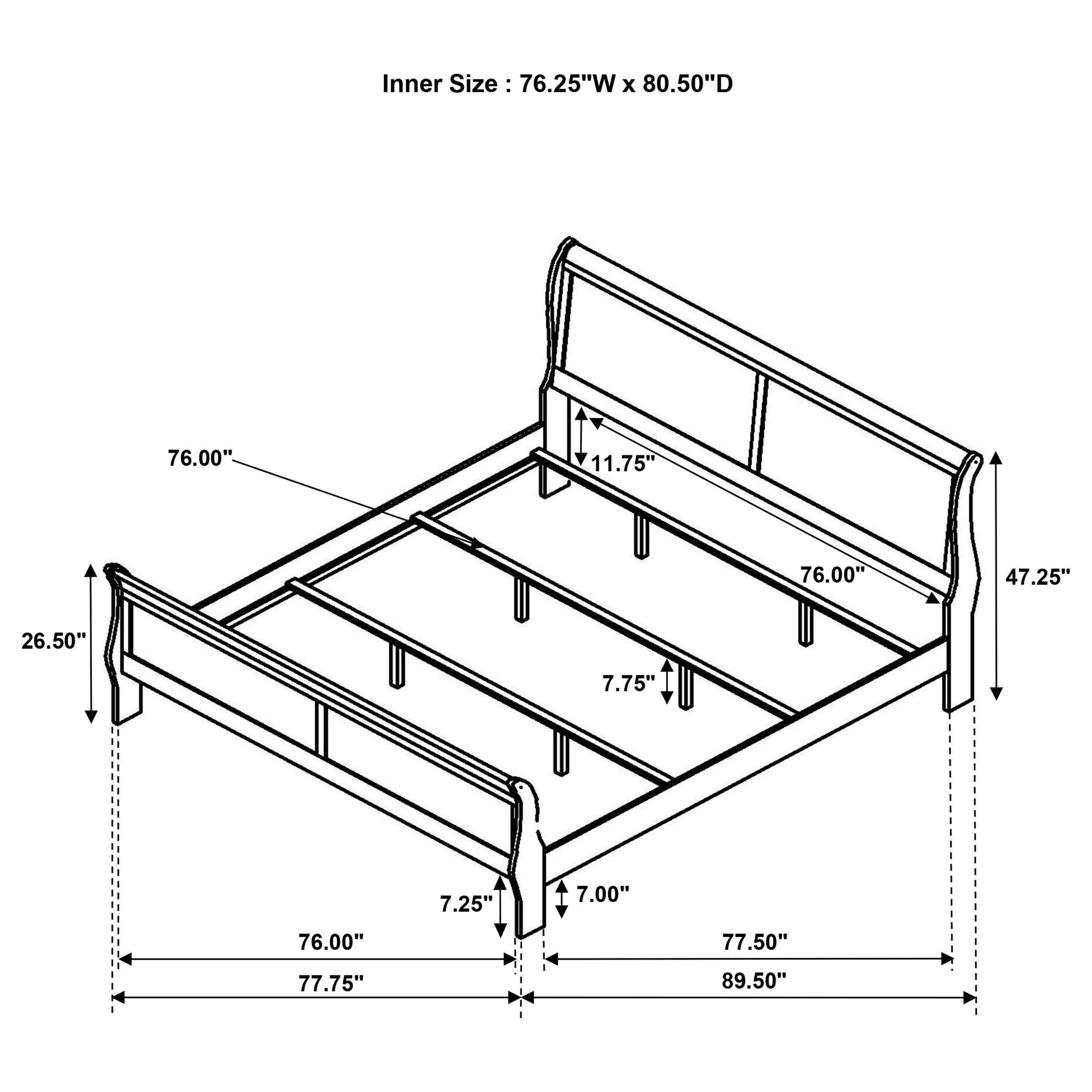 Louis Philippe Sleigh Panel Bed - Ideal Furniture (Fresno,CA)