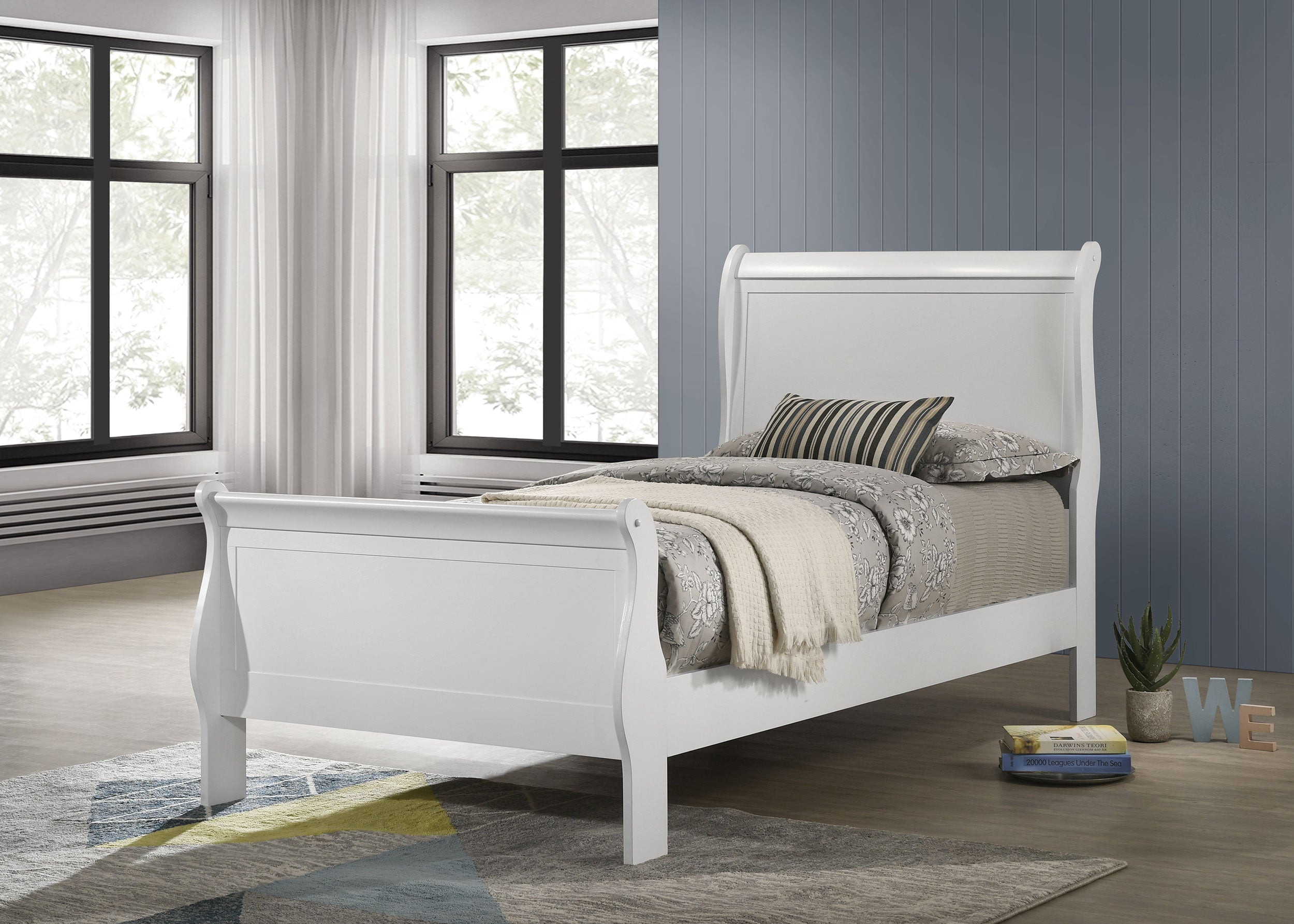Louis Philippe Sleigh Panel Bed - Ideal Furniture (Fresno,CA)