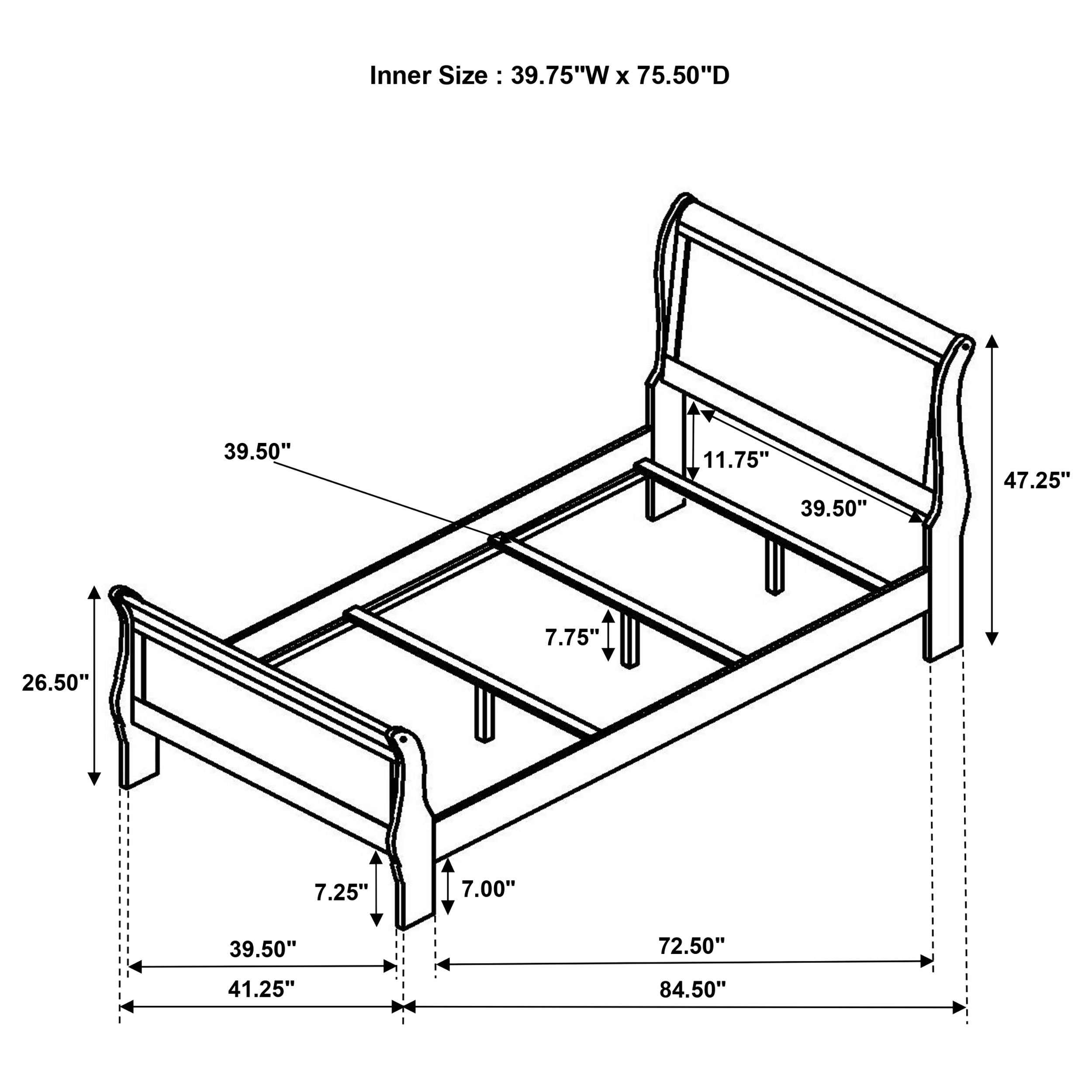 Louis Philippe Sleigh Panel Bed - Ideal Furniture (Fresno,CA)