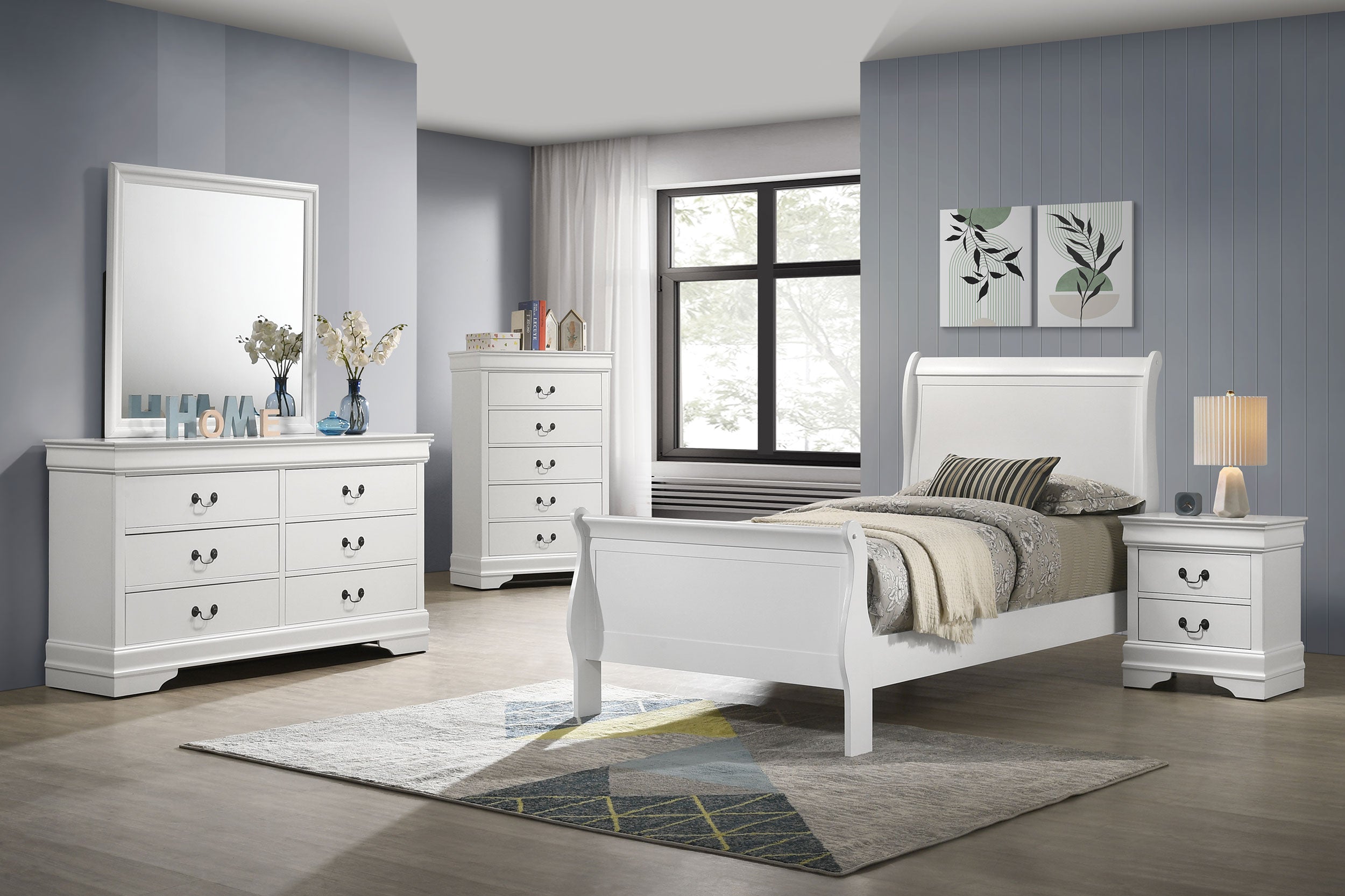 Louis Philippe Sleigh Panel Bed - Ideal Furniture (Fresno,CA)
