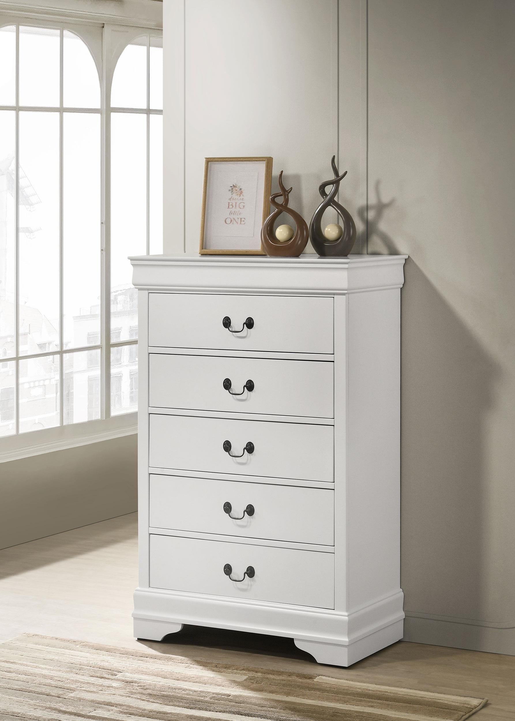 Louis Philippe 5-drawer Bedroom Chest White - Ideal Furniture (Fresno,CA)