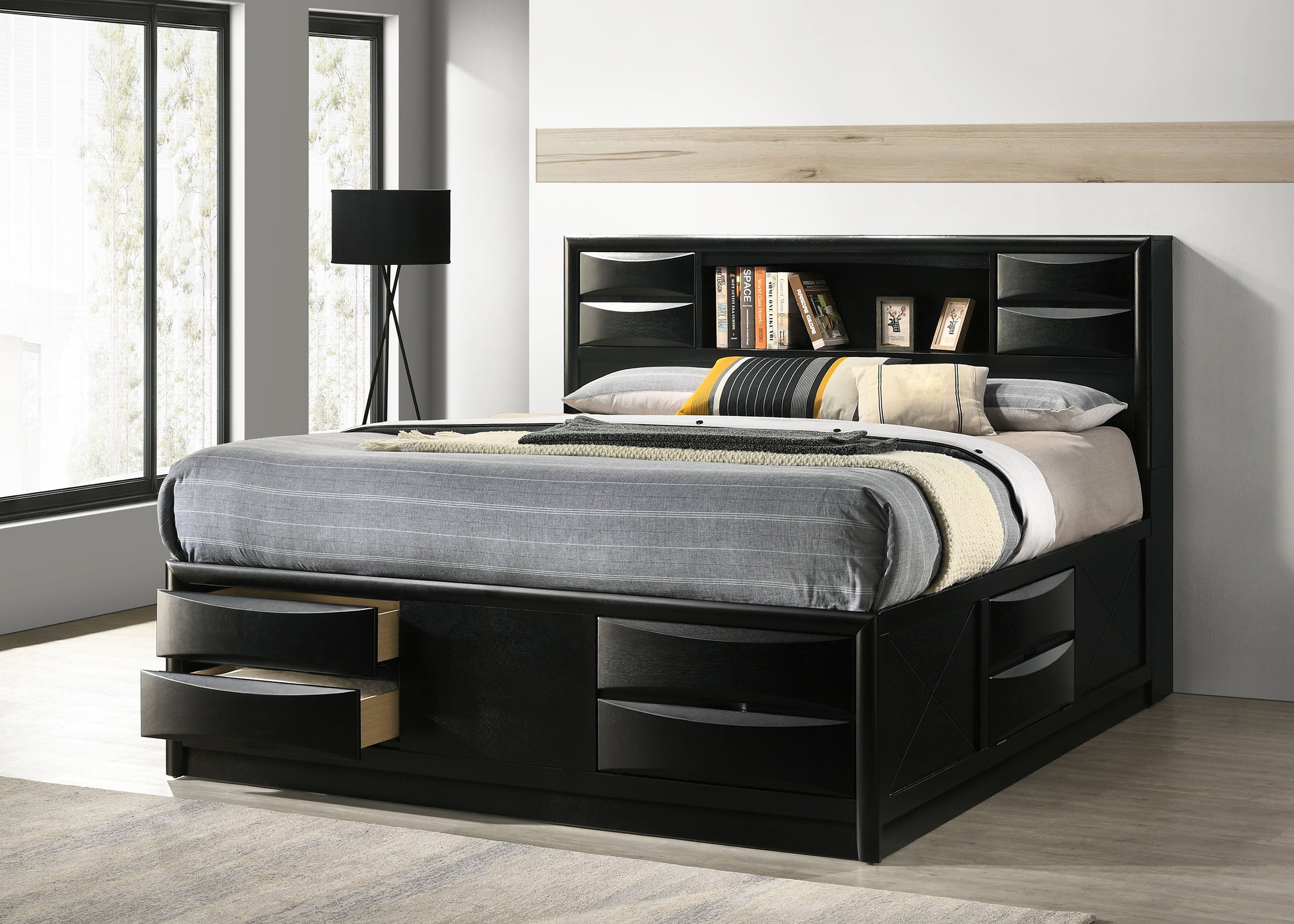 Briana Bookcase Platform Storage Bed - Ideal Furniture (Fresno,CA)