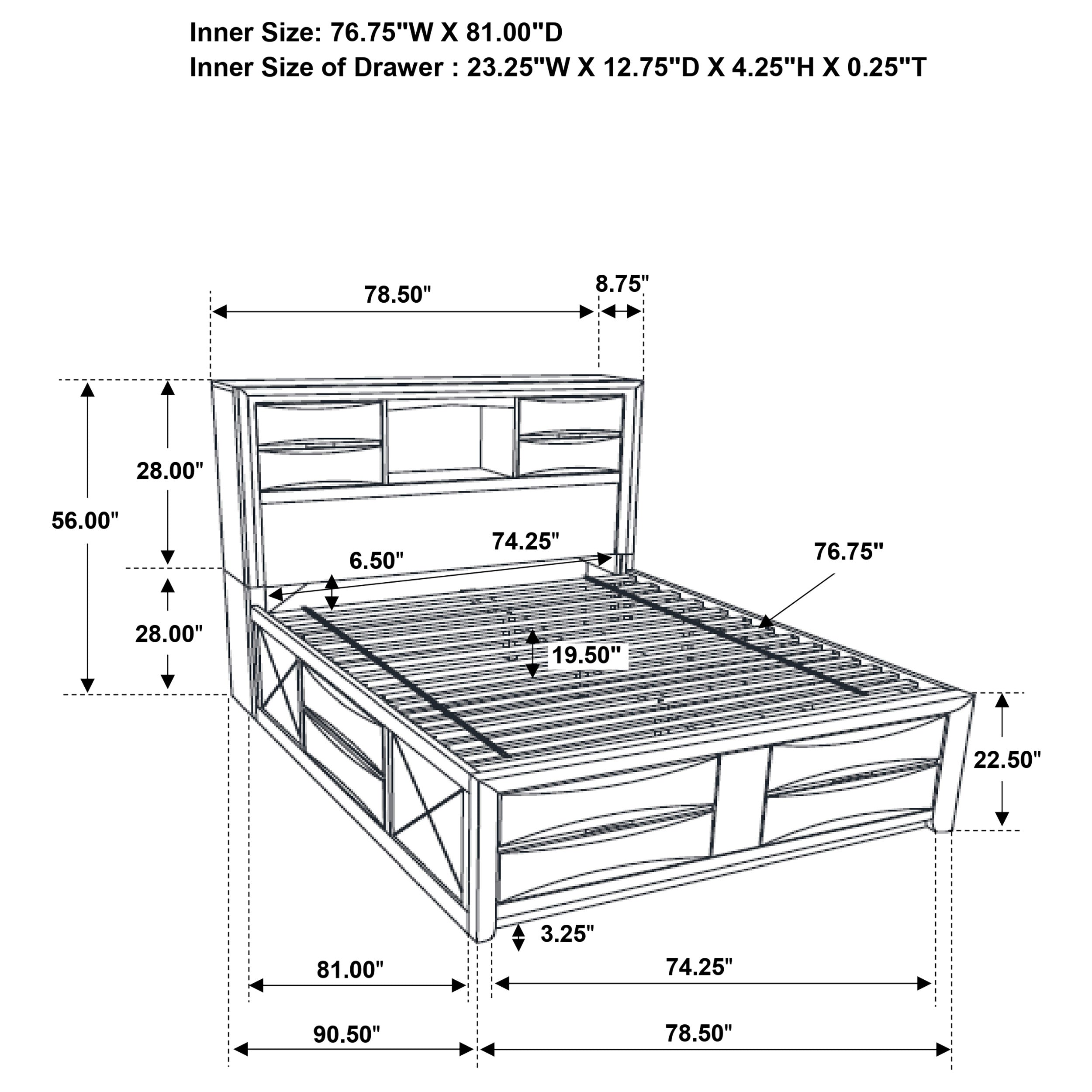 Briana Bookcase Platform Storage Bed - Ideal Furniture (Fresno,CA)