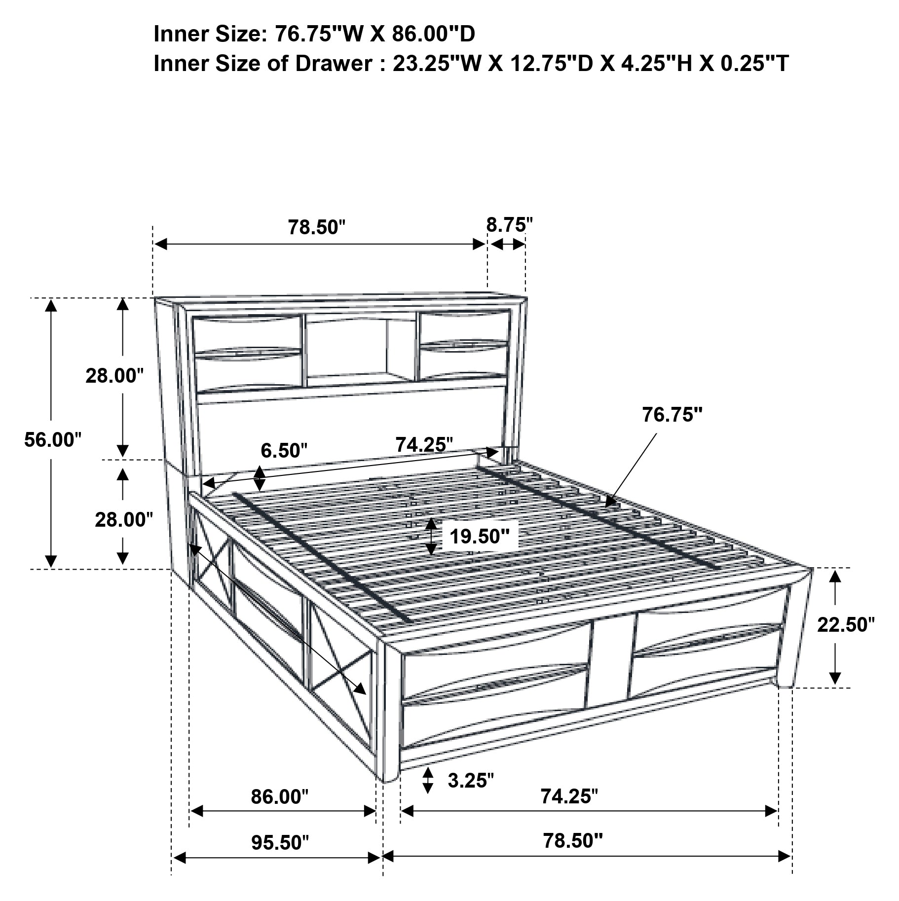 Briana Bookcase Platform Storage Bed - Ideal Furniture (Fresno,CA)