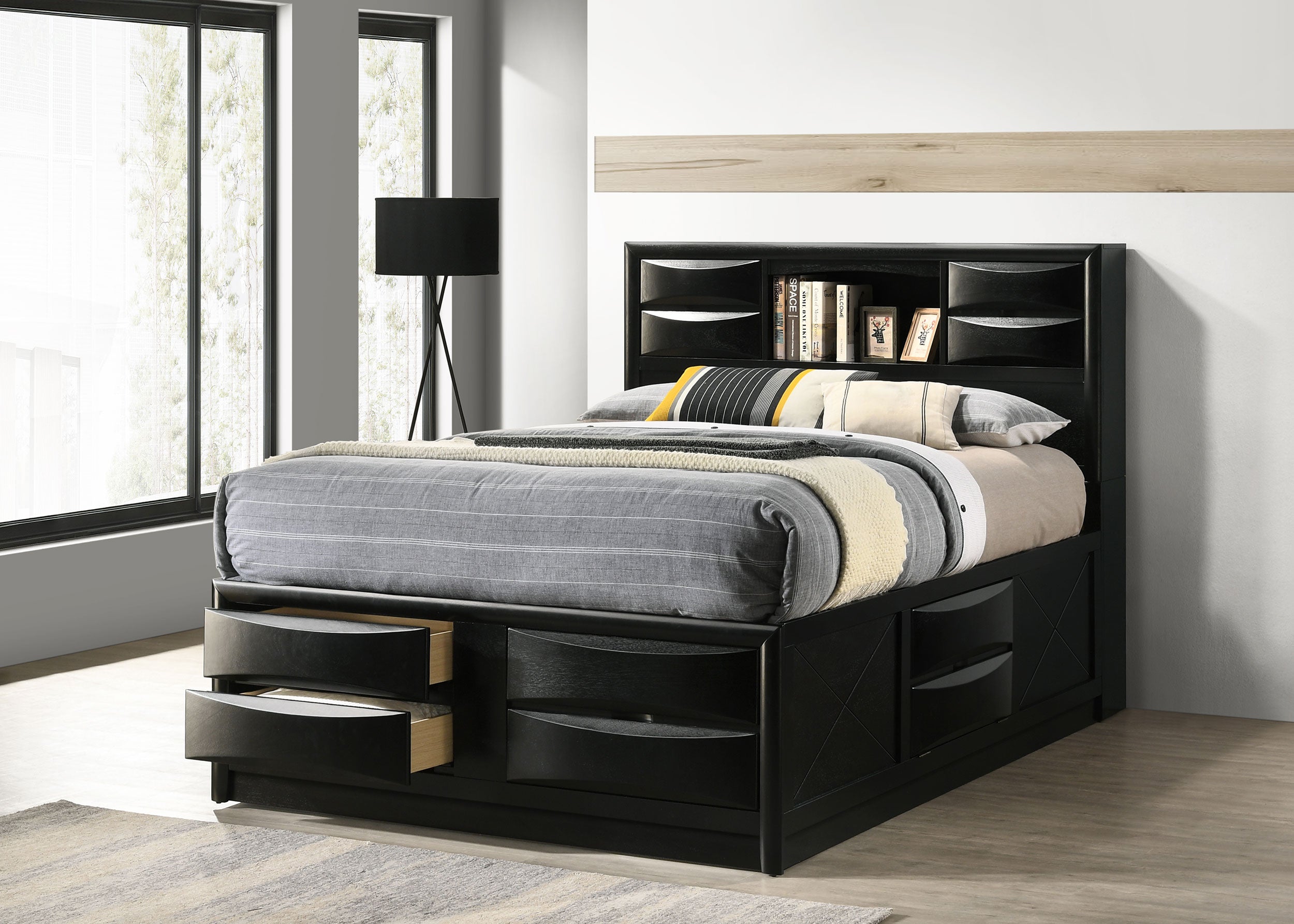 Briana Bookcase Platform Storage Bed - Ideal Furniture (Fresno,CA)