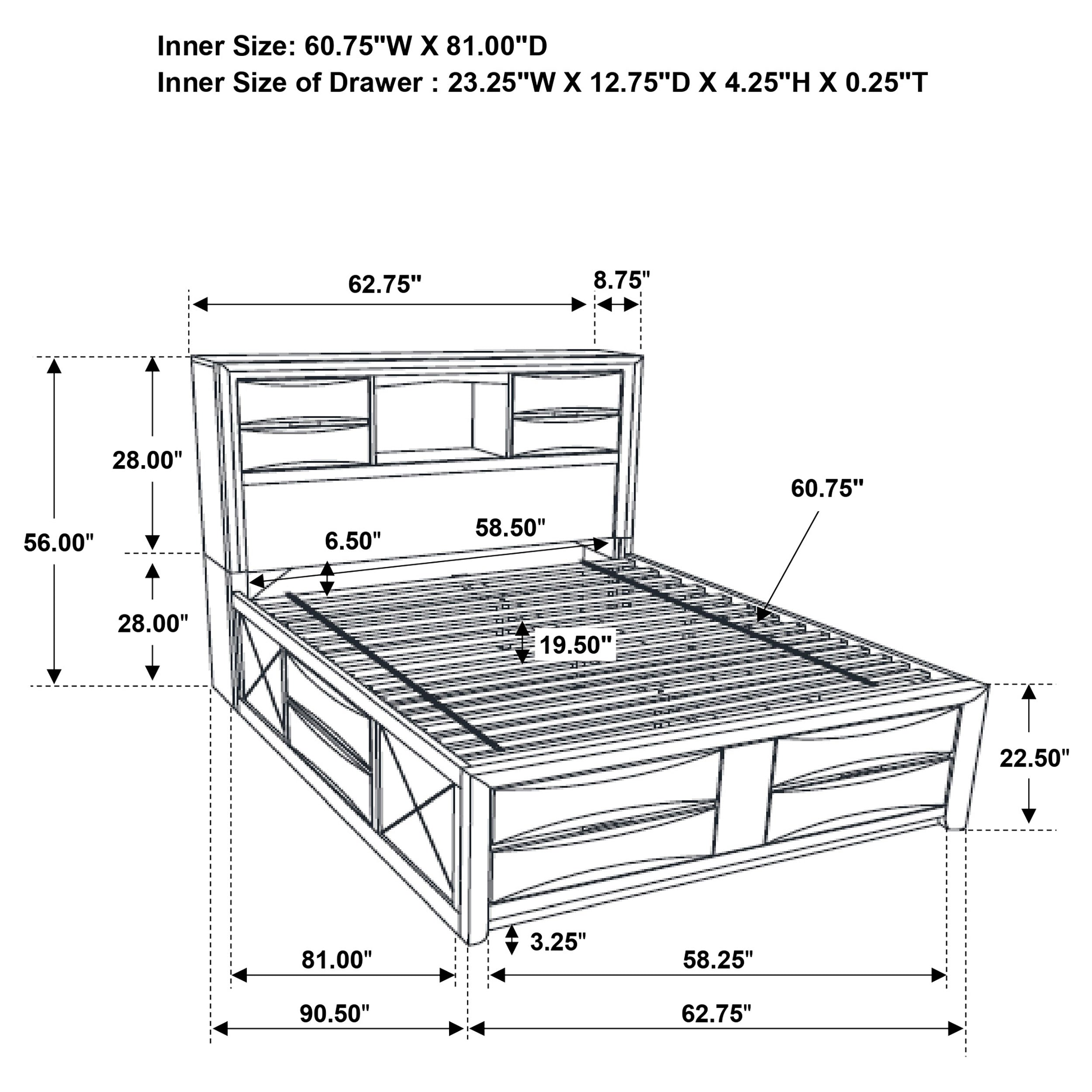 Briana Bookcase Platform Storage Bed - Ideal Furniture (Fresno,CA)