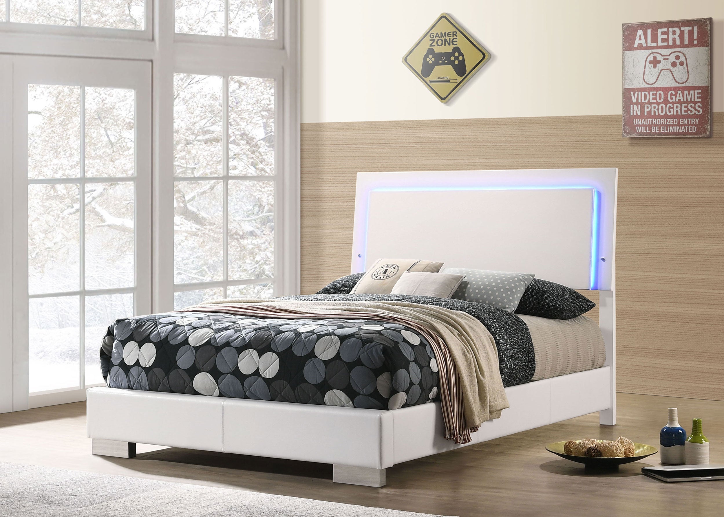 Felicity Panel Bed with LED Lighting - Ideal Furniture (Fresno,CA)
