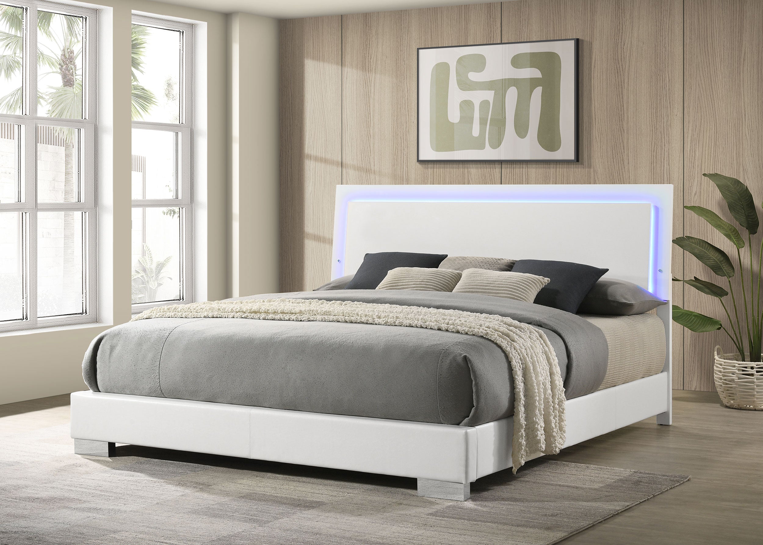 Felicity Panel Bed with LED Lighting - Ideal Furniture (Fresno,CA)