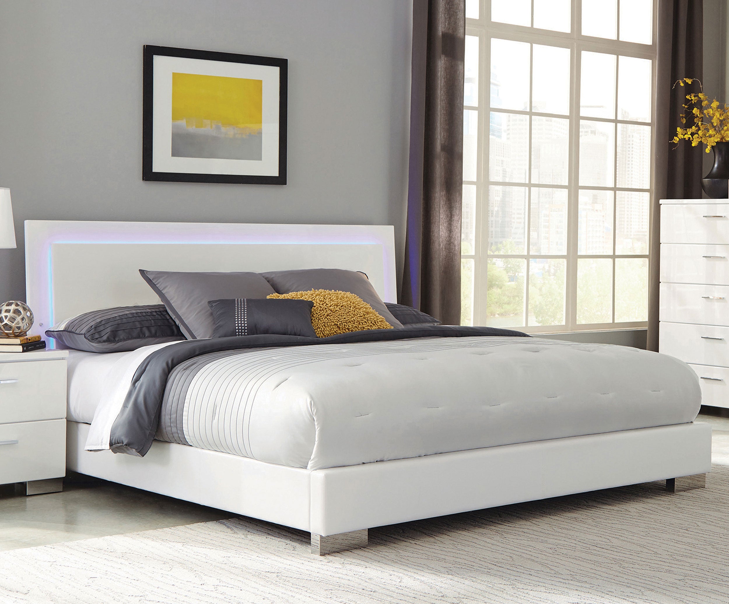 Felicity Panel Bed with LED Lighting - Ideal Furniture (Fresno,CA)