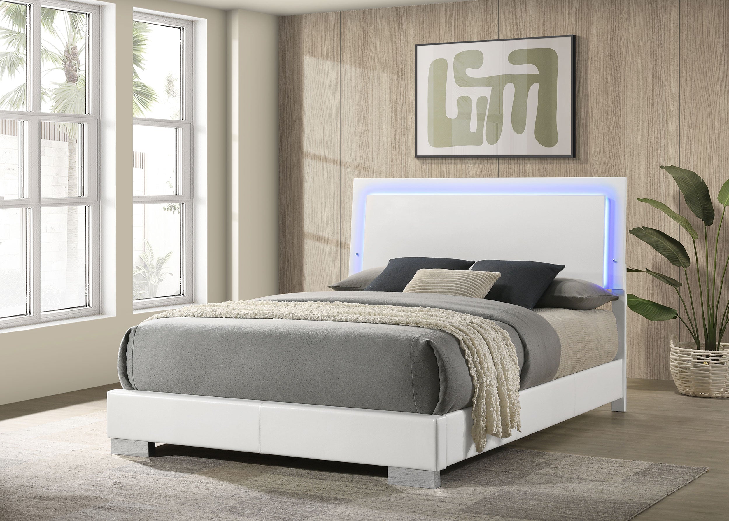 Felicity Panel Bed with LED Lighting - Ideal Furniture (Fresno,CA)