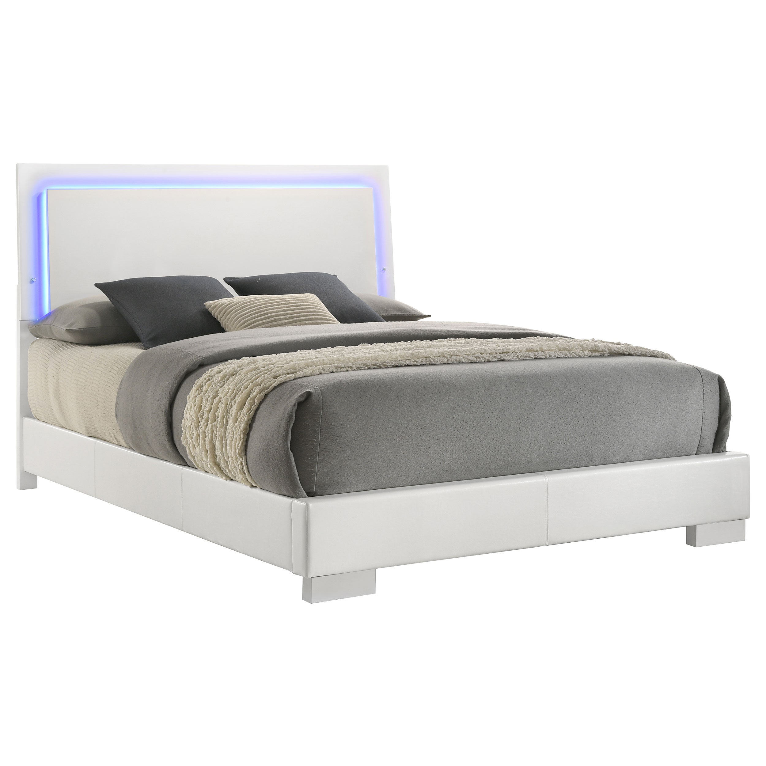 Felicity Panel Bed with LED Lighting - Ideal Furniture (Fresno,CA)