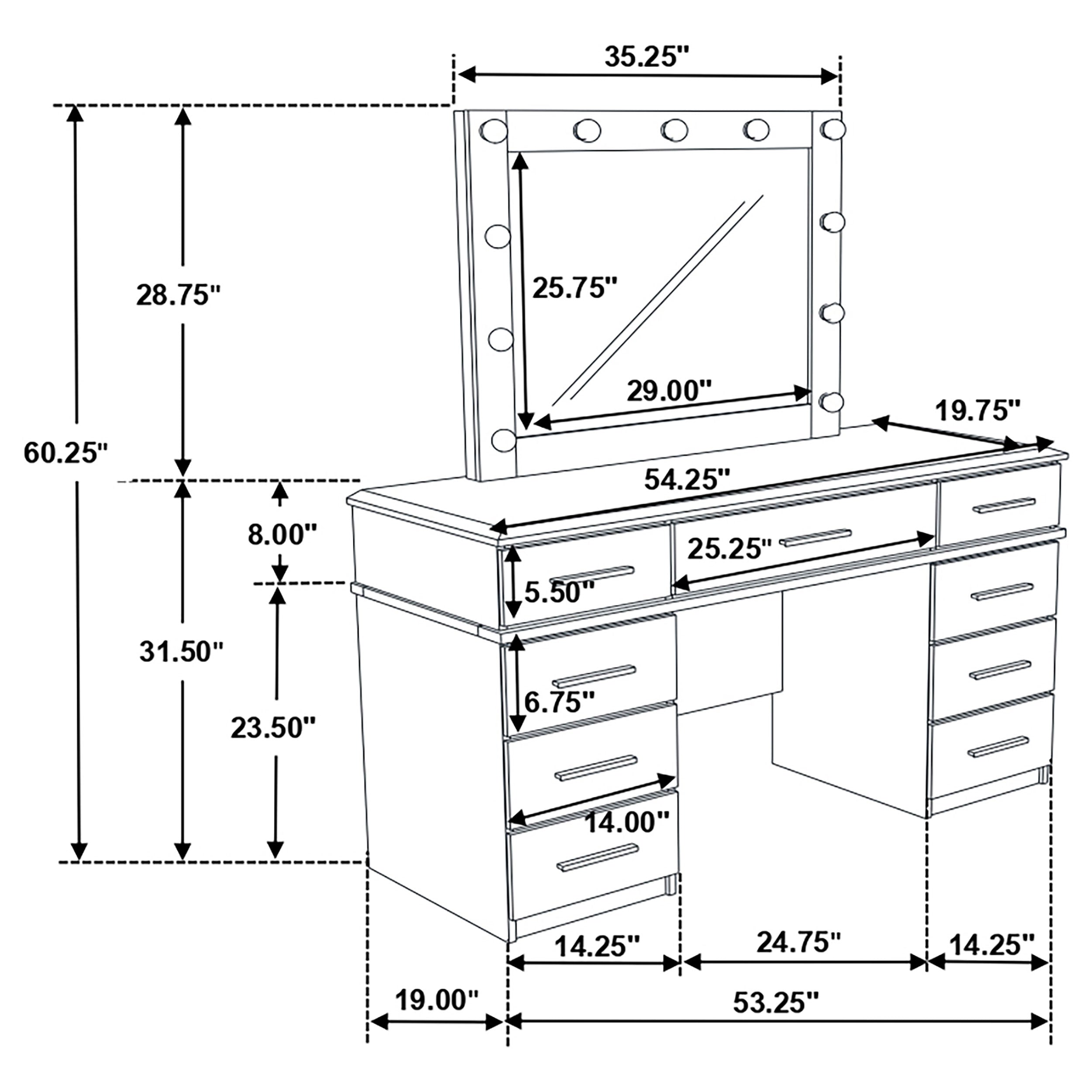 Felicity Makeup Vanity Table with LED Mirror - Ideal Furniture (Fresno,CA)