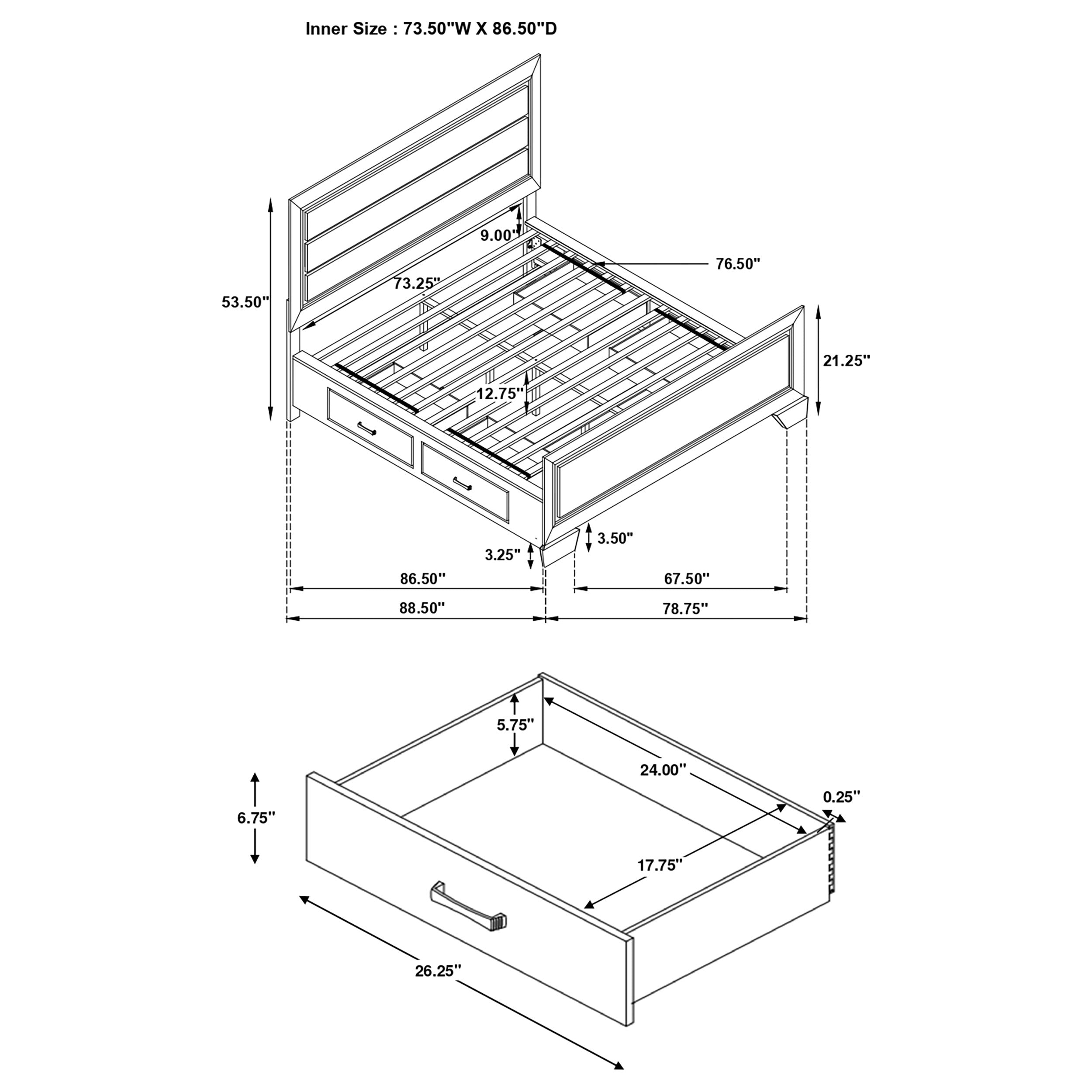 Kauffman Panel Platform Storage Bed - Ideal Furniture (Fresno,CA)