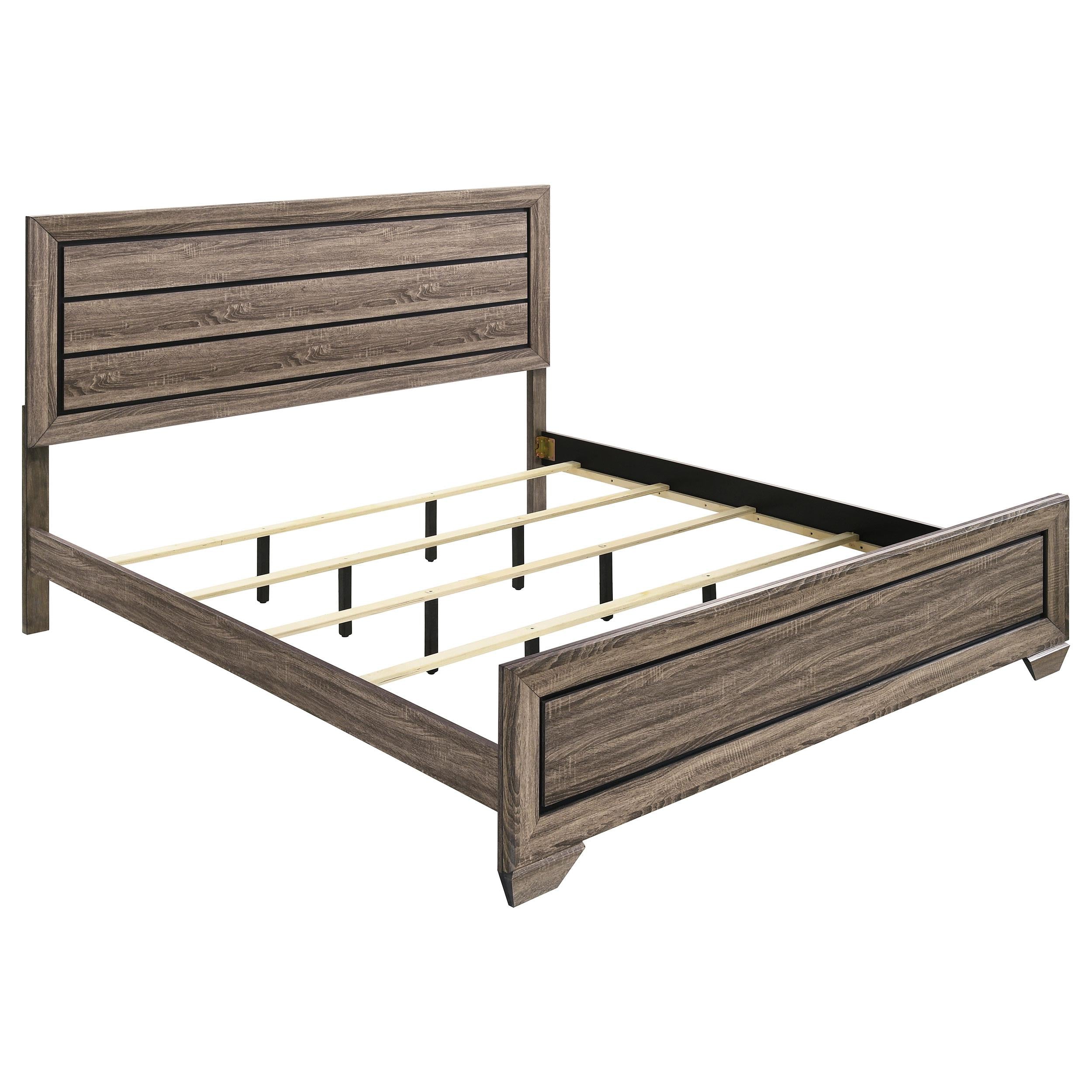 Kauffman California King, E.king, & Queen Panel Bed Washed Taupe - Ideal Furniture (Fresno,CA)