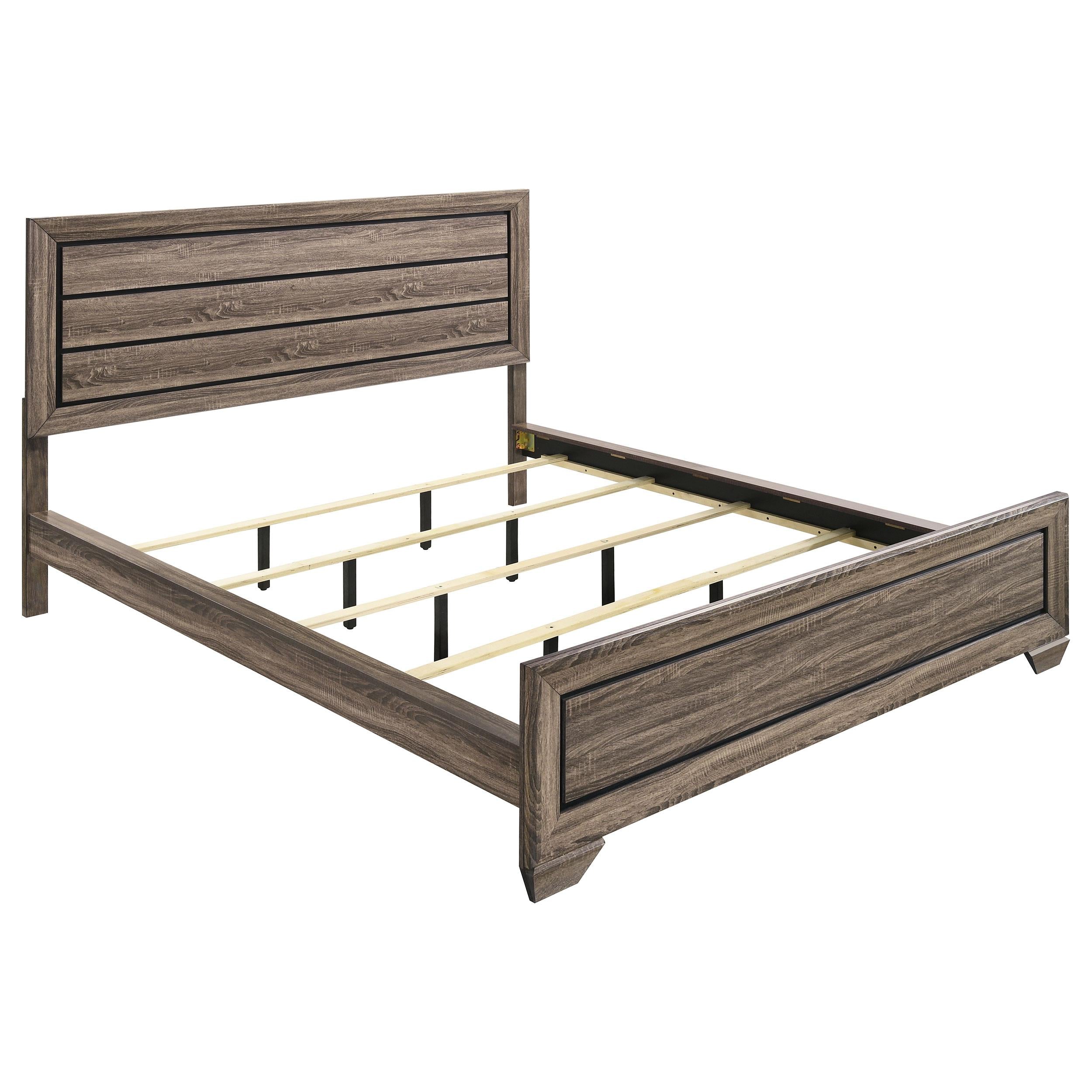 Kauffman California King, E.king, & Queen Panel Bed Washed Taupe - Ideal Furniture (Fresno,CA)