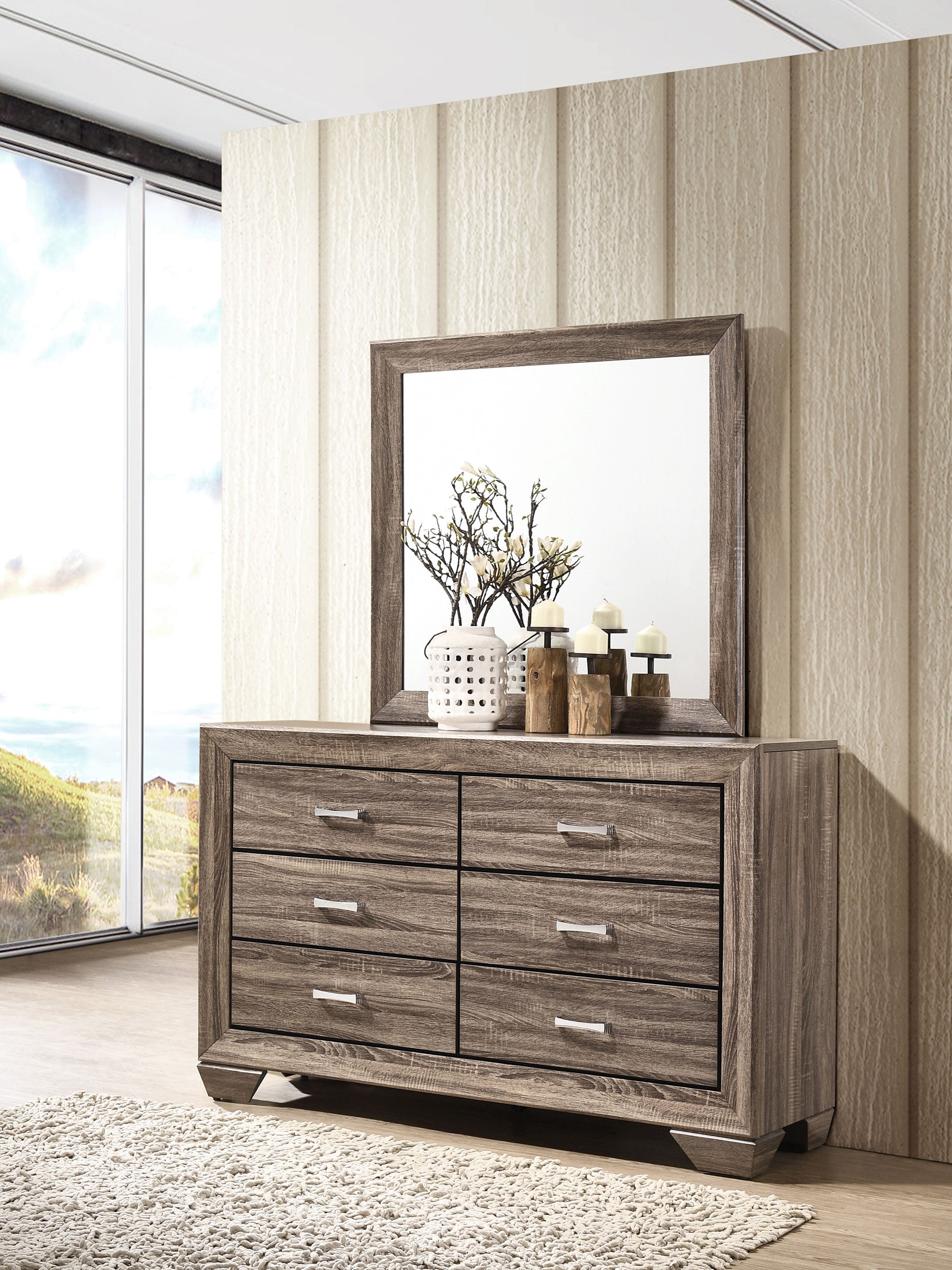 Kauffman Dresser with Mirror - Ideal Furniture (Fresno,CA)