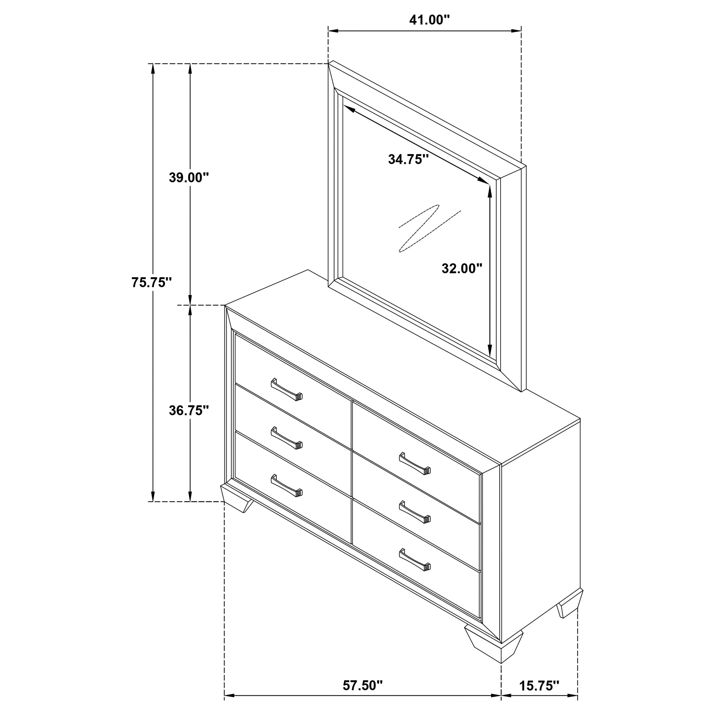 Kauffman Dresser with Mirror - Ideal Furniture (Fresno,CA)
