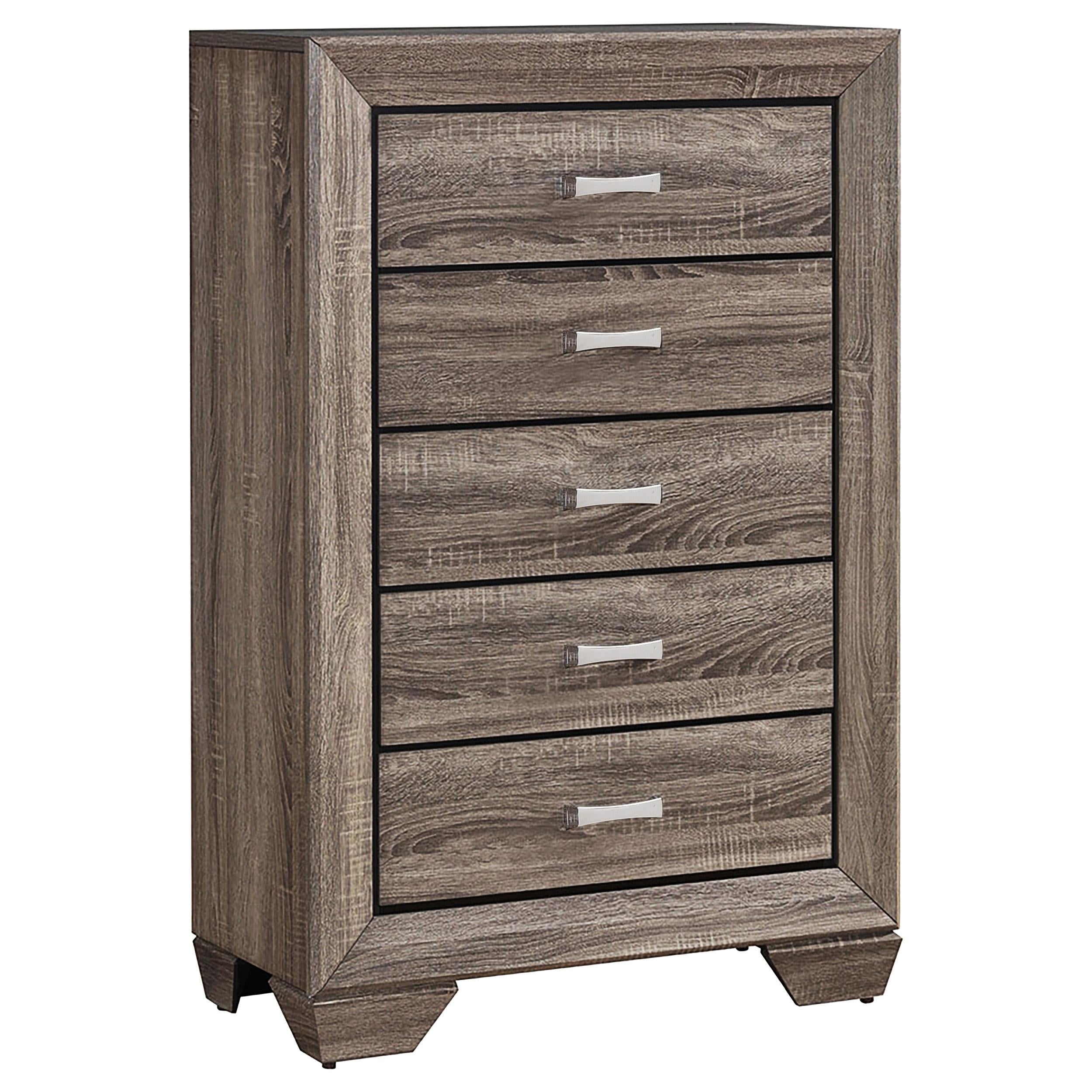 Kauffman 5-drawer Chest Washed Taupe - Ideal Furniture (Fresno,CA)