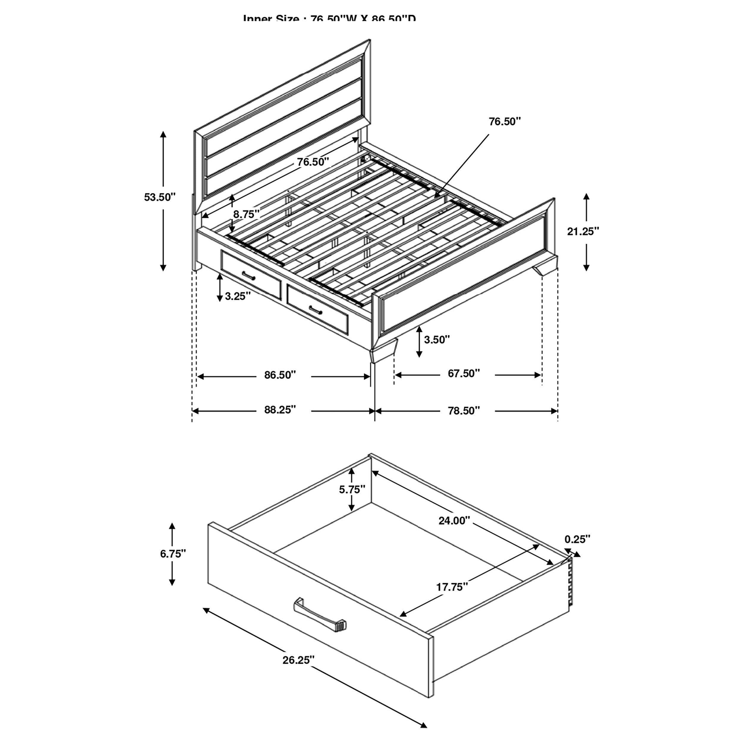 Kauffman Panel Platform Storage Bed - Ideal Furniture (Fresno,CA)