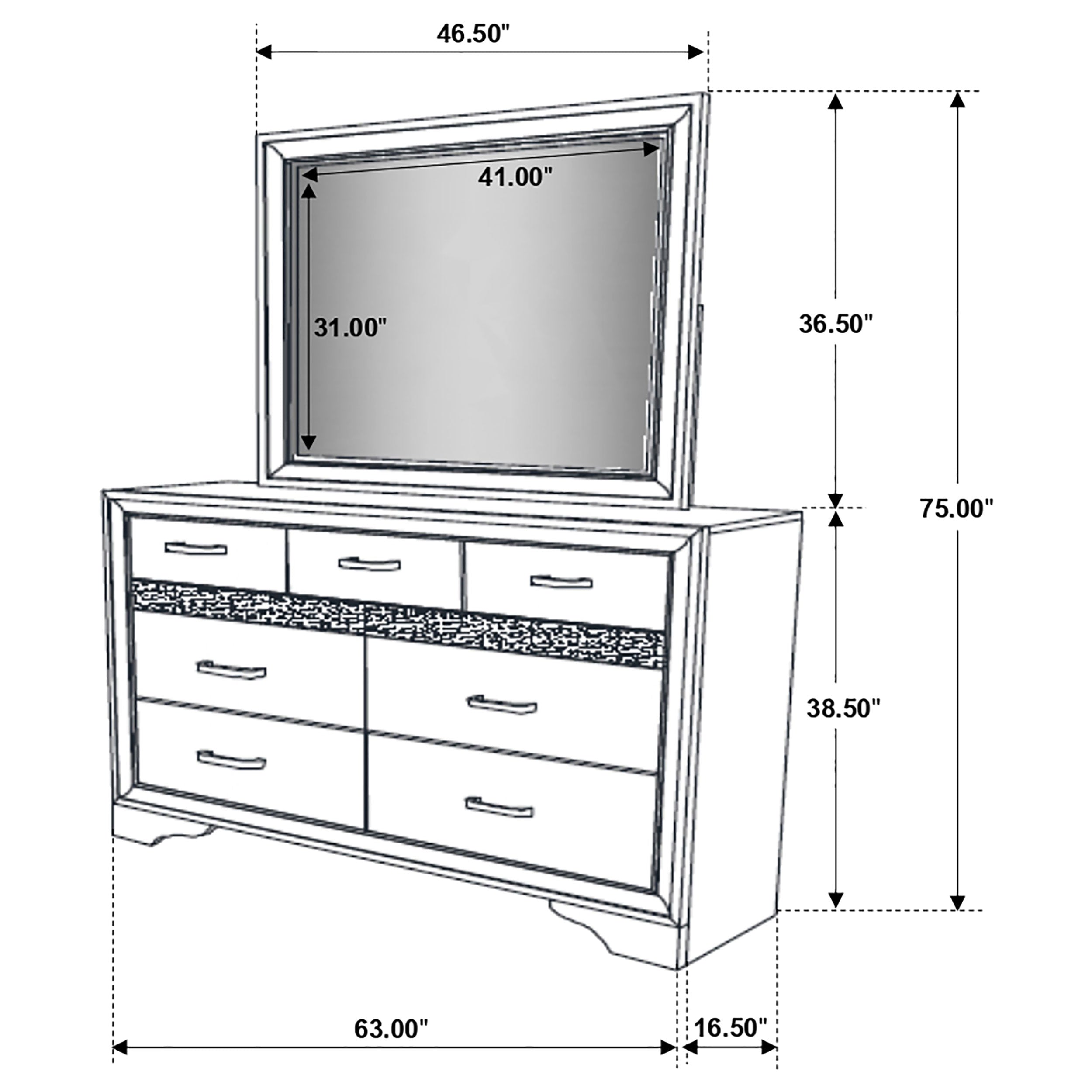 Miranda Dresser with Mirror - Ideal Furniture (Fresno,CA)